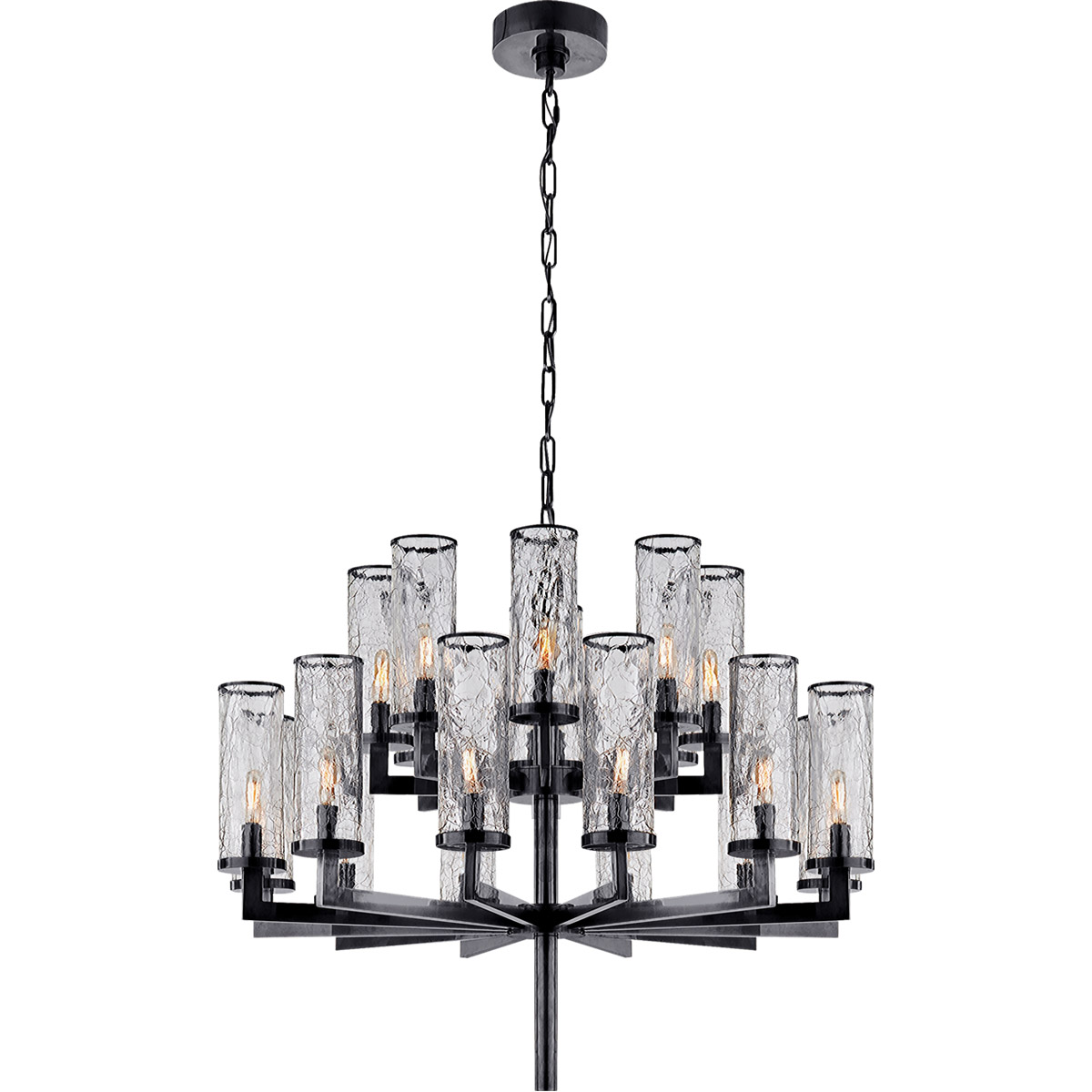 Kelly Wearstler Liaison 20 Light 34 inch Bronze Double Tier Chandelier Ceiling Light in Crackle Glass