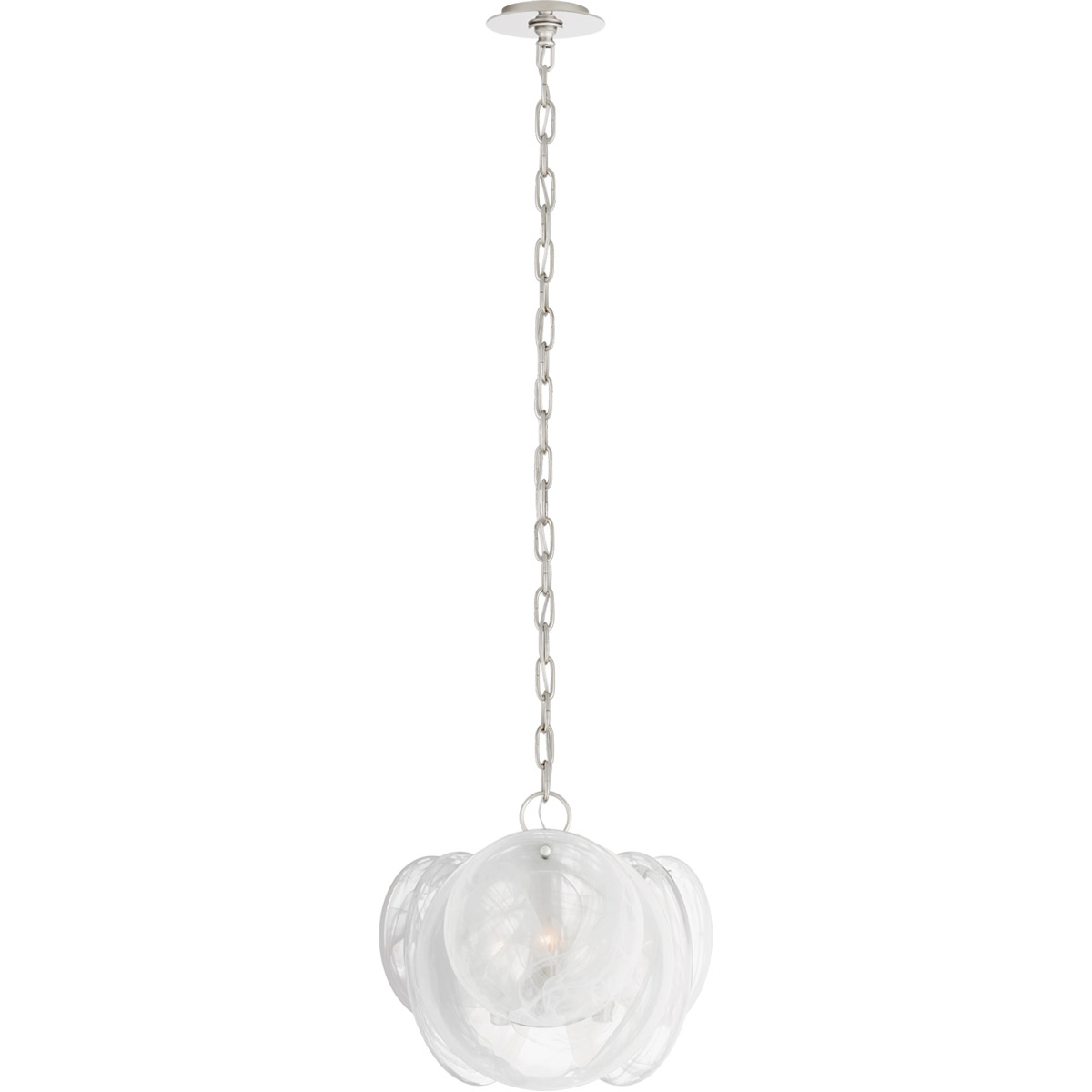 AERIN Loire 3 Light 15.5 inch Polished Nickel Chandelier Ceiling Light in White Strie Glass, Petite