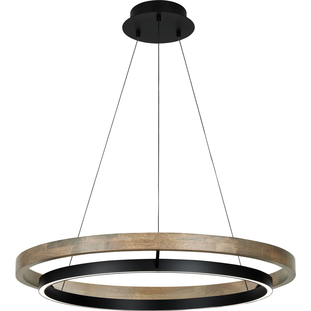 Sean Lavin Grace LED 35.8 inch MATTE BLACK/WEATHERED OAK WOOD Chandelier Ceiling Light, Integrated LED