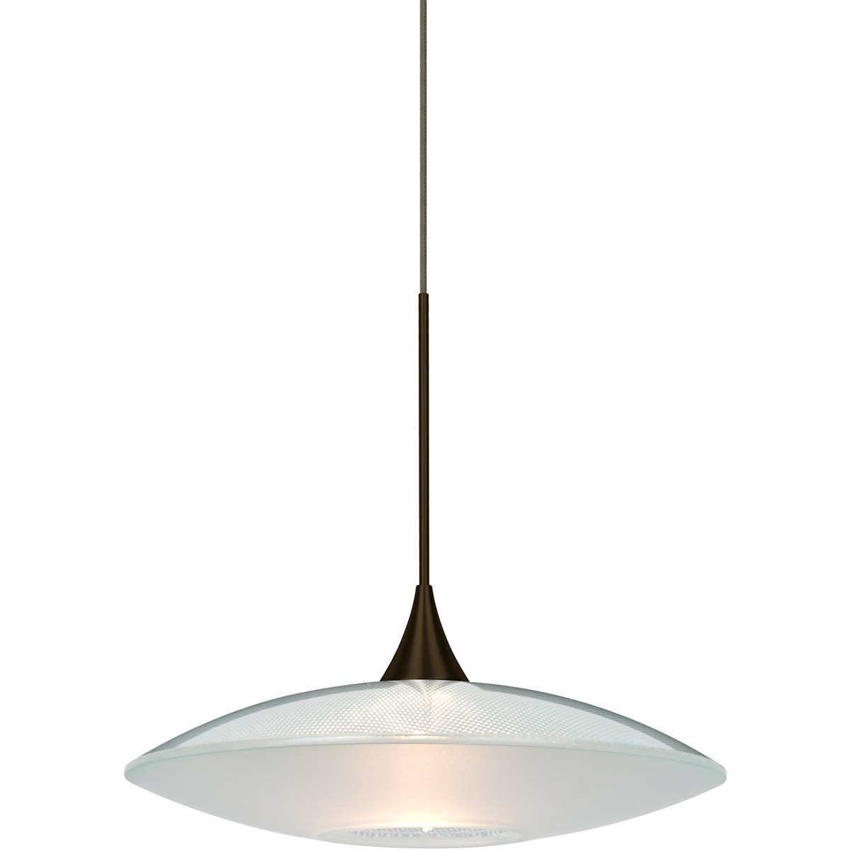 Spazio 1 Light Bronze Cord Pendant Ceiling Light in Incandescent, Clear with Frost Glass