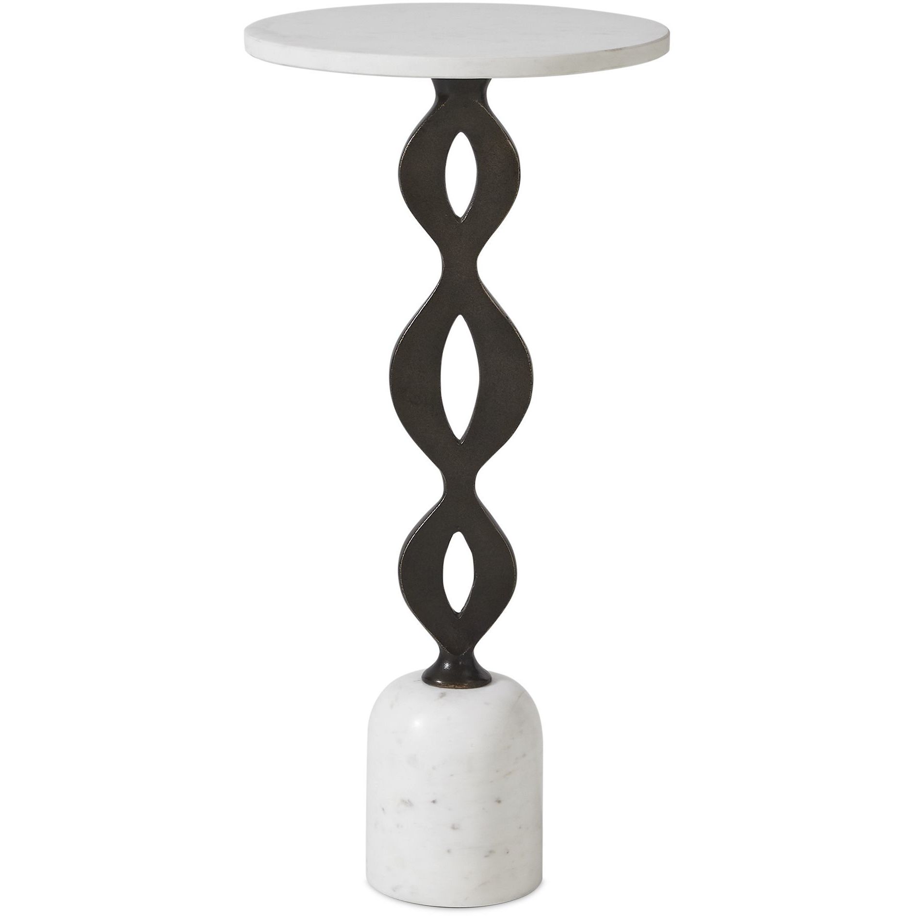 Ila 24 X 12 inch White Marble and Dark Bronze Drink Table