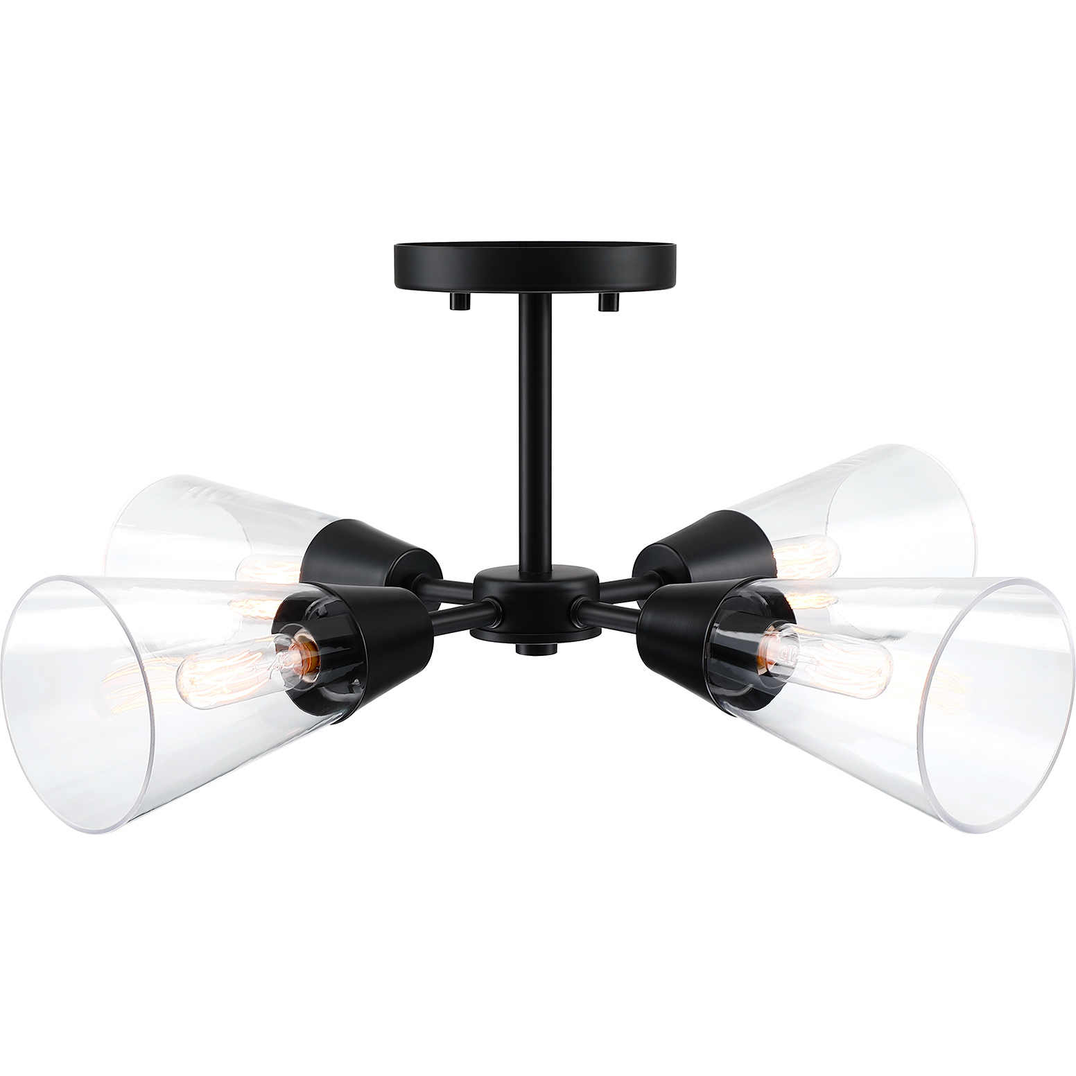 Norro 4 Light 21 inch Matte Black Semi-Flush Mount Ceiling Light