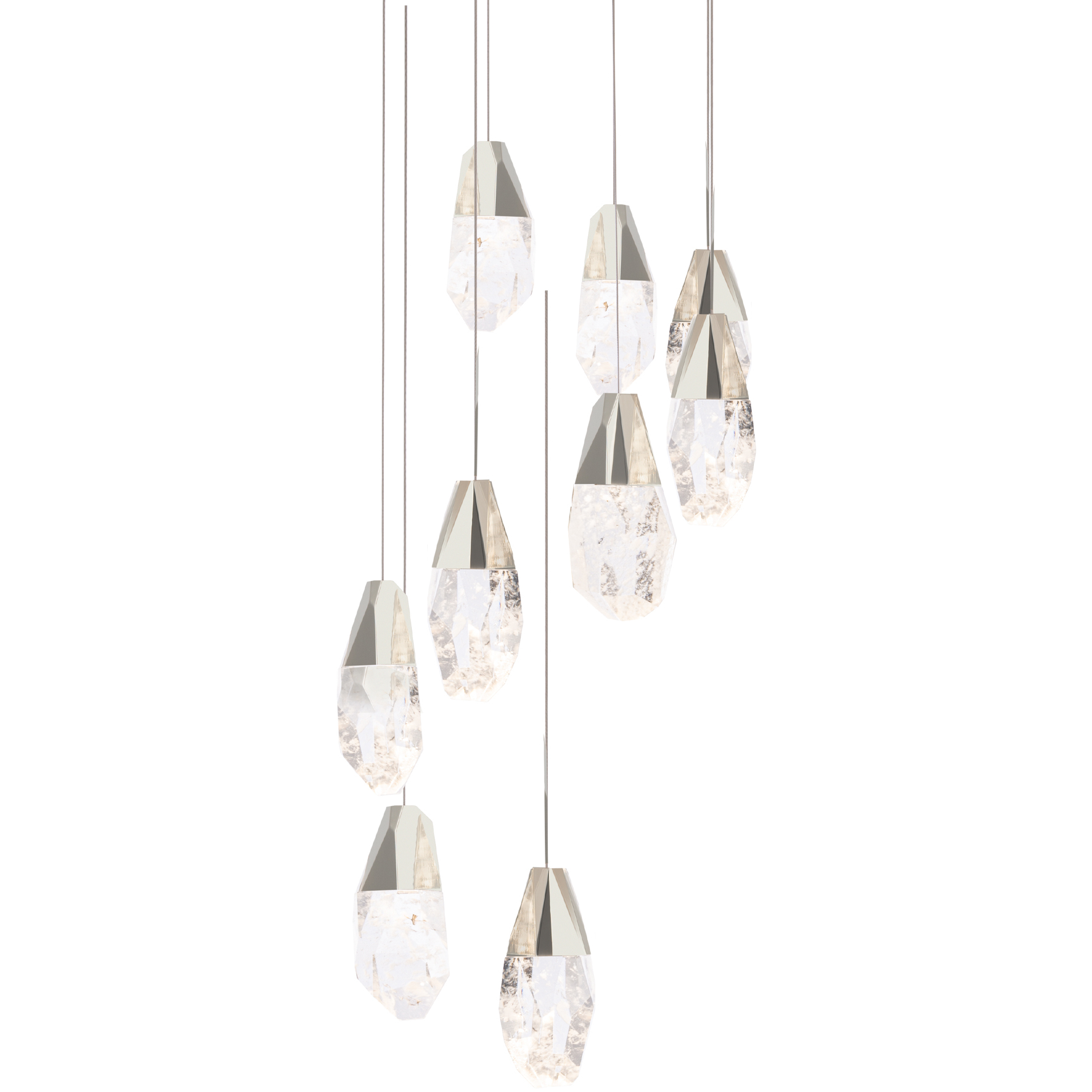 Beyond Martini LED 17 inch Polished Nickel Multi-Light Pendant Ceiling Light in Optic Haze, Beyond