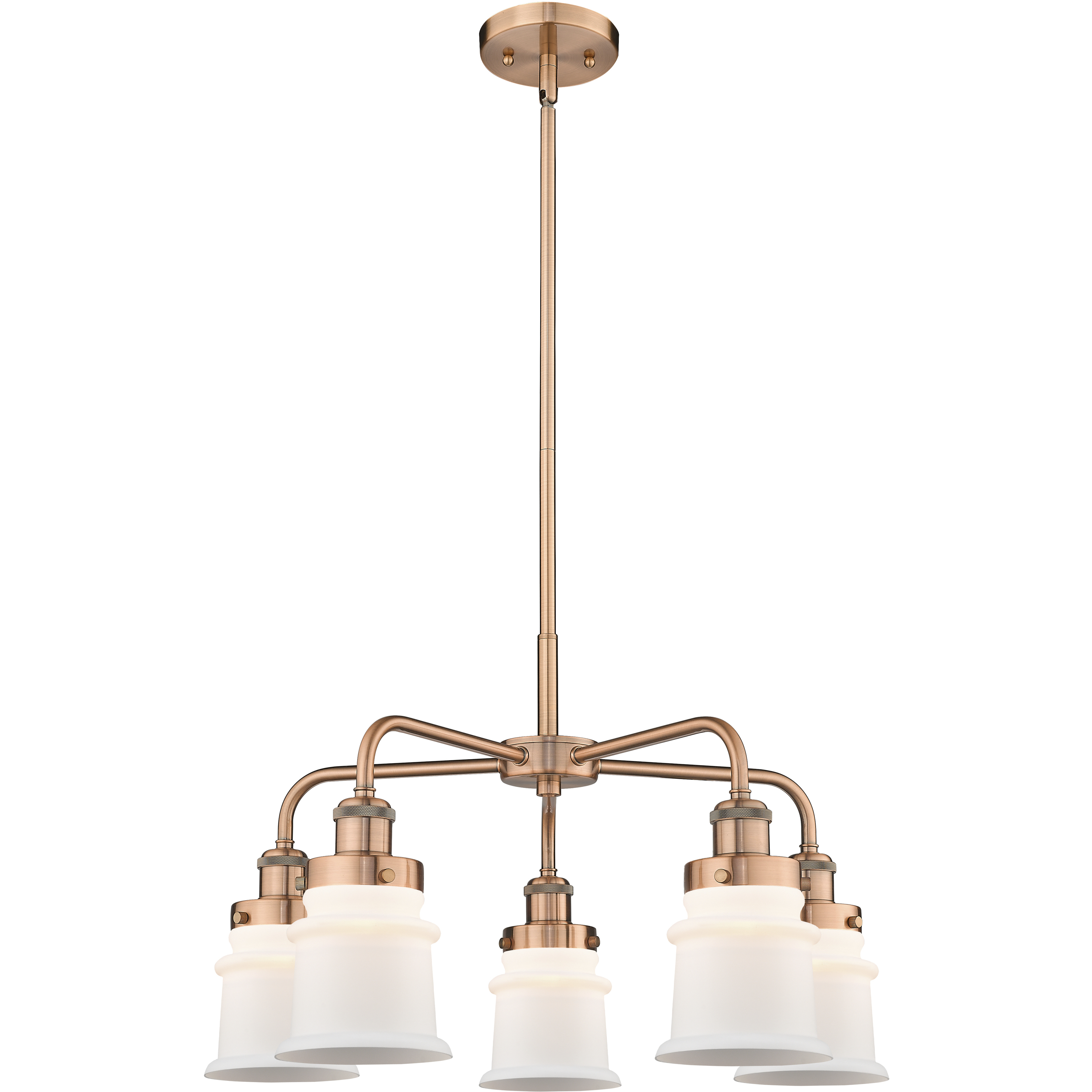 Canton 5 Light 23.25 inch Antique Copper Chandelier Ceiling Light in Matte White Glass