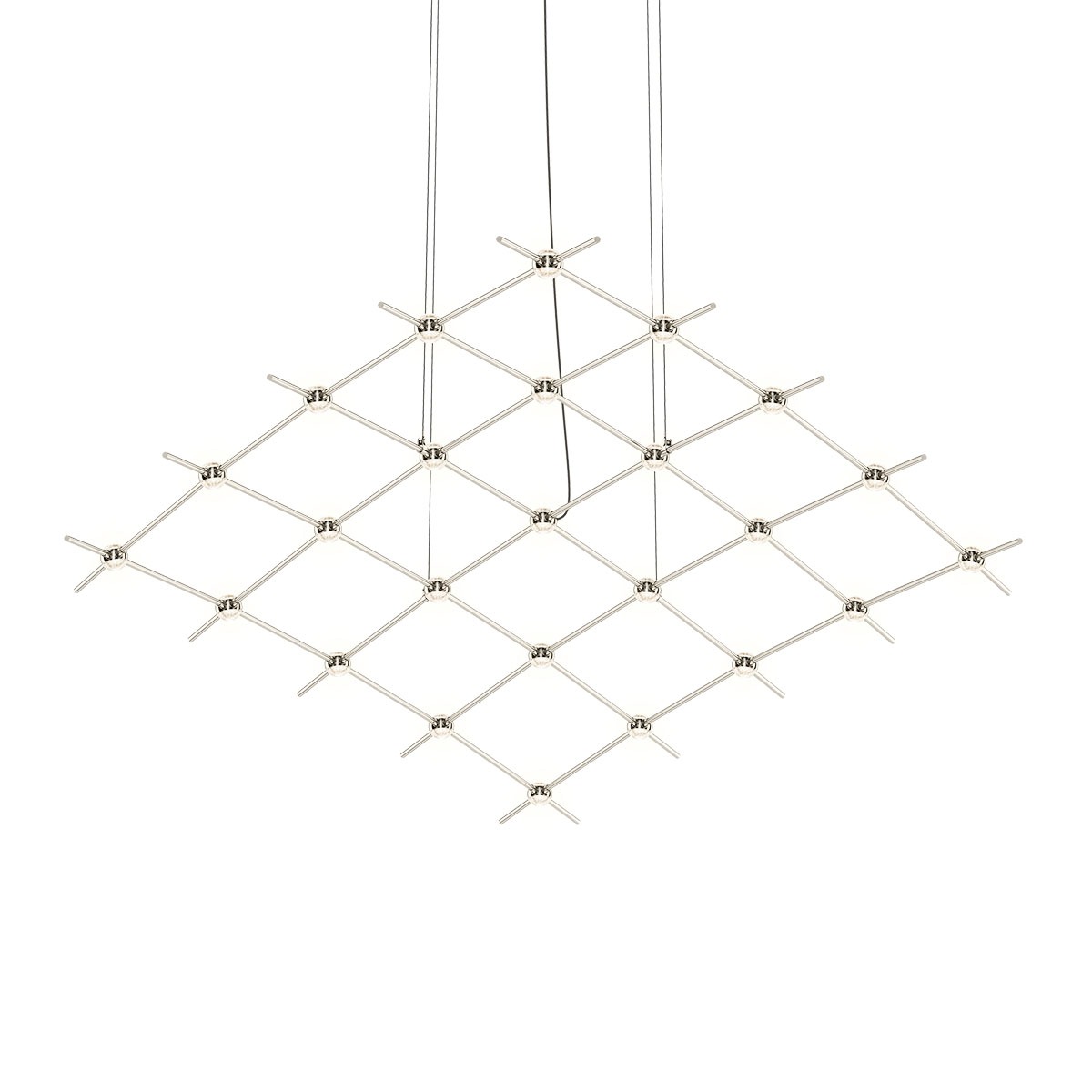 Constellation Aquarius Medius LED 121.75 inch Satin Nickel Chandelier Ceiling Light in 3000K, 20 ft. Cord, Clear Faceted Acrylic