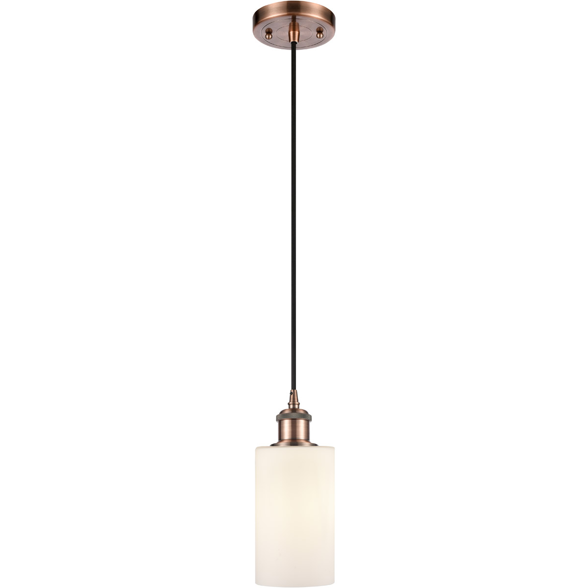 Ballston Clymer 1 Light 4 inch Antique Copper Mini Pendant Ceiling Light in Matte White Glass, Ballston