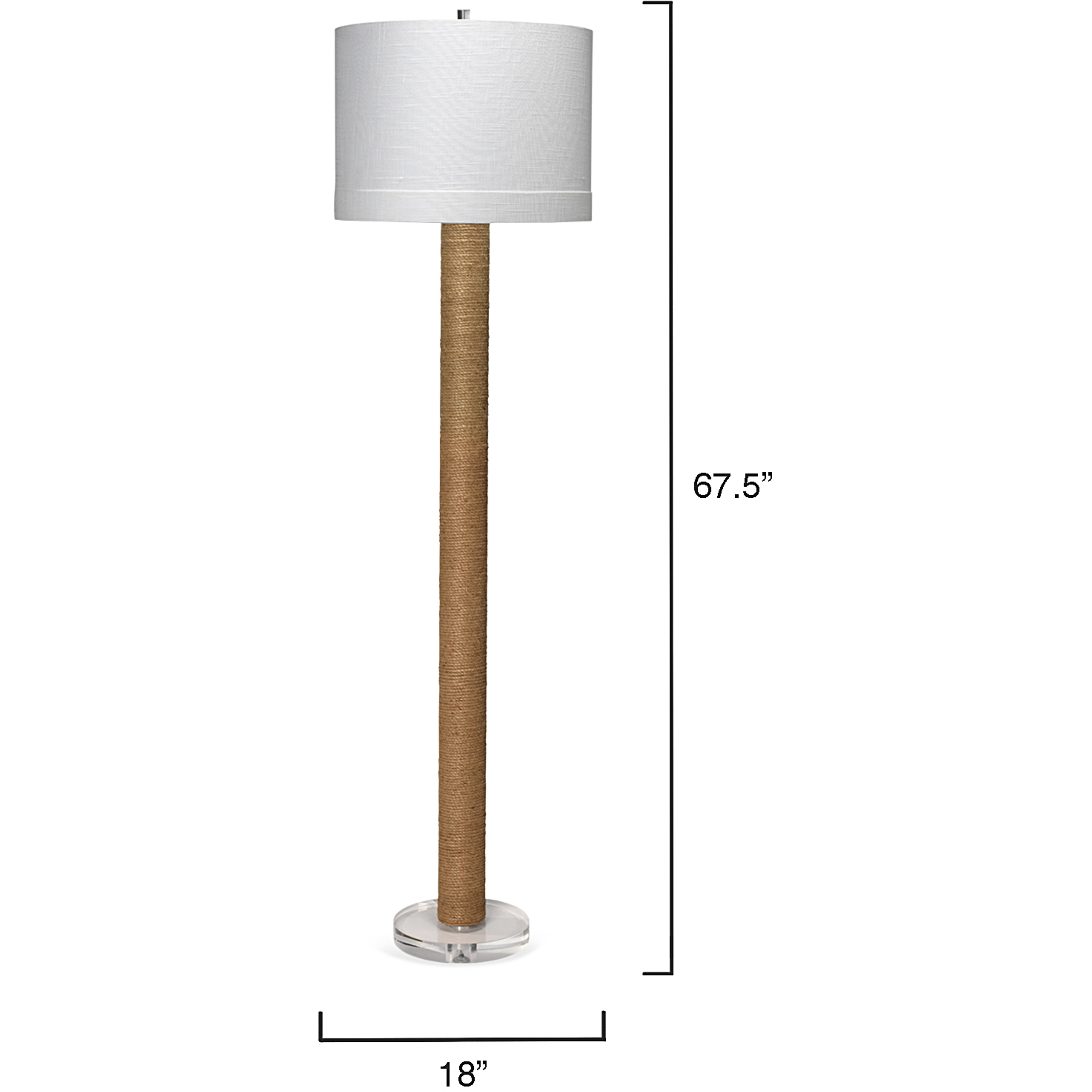Cylinder Jute 67.5 inch 150 watt Rope Floor Lamp Portable Light