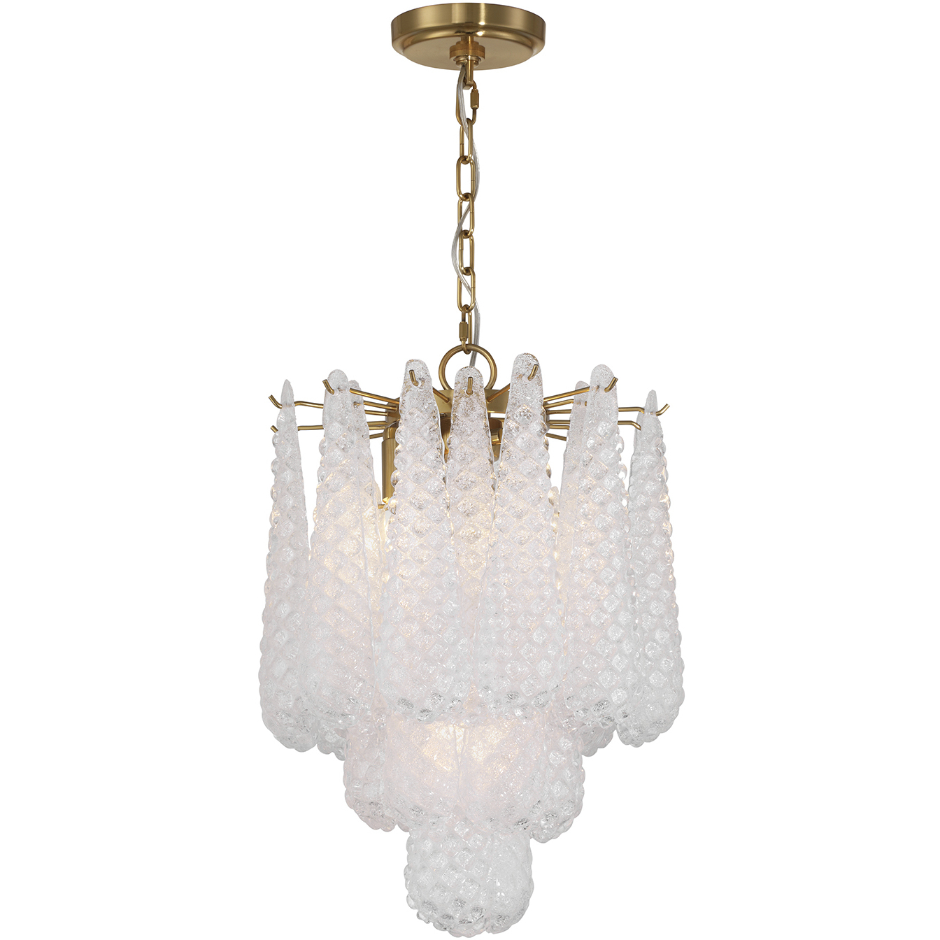 Ollie 4 Light 14.25 inch Aged Brass Chandelier Ceiling Light in Sand Glass Clear
