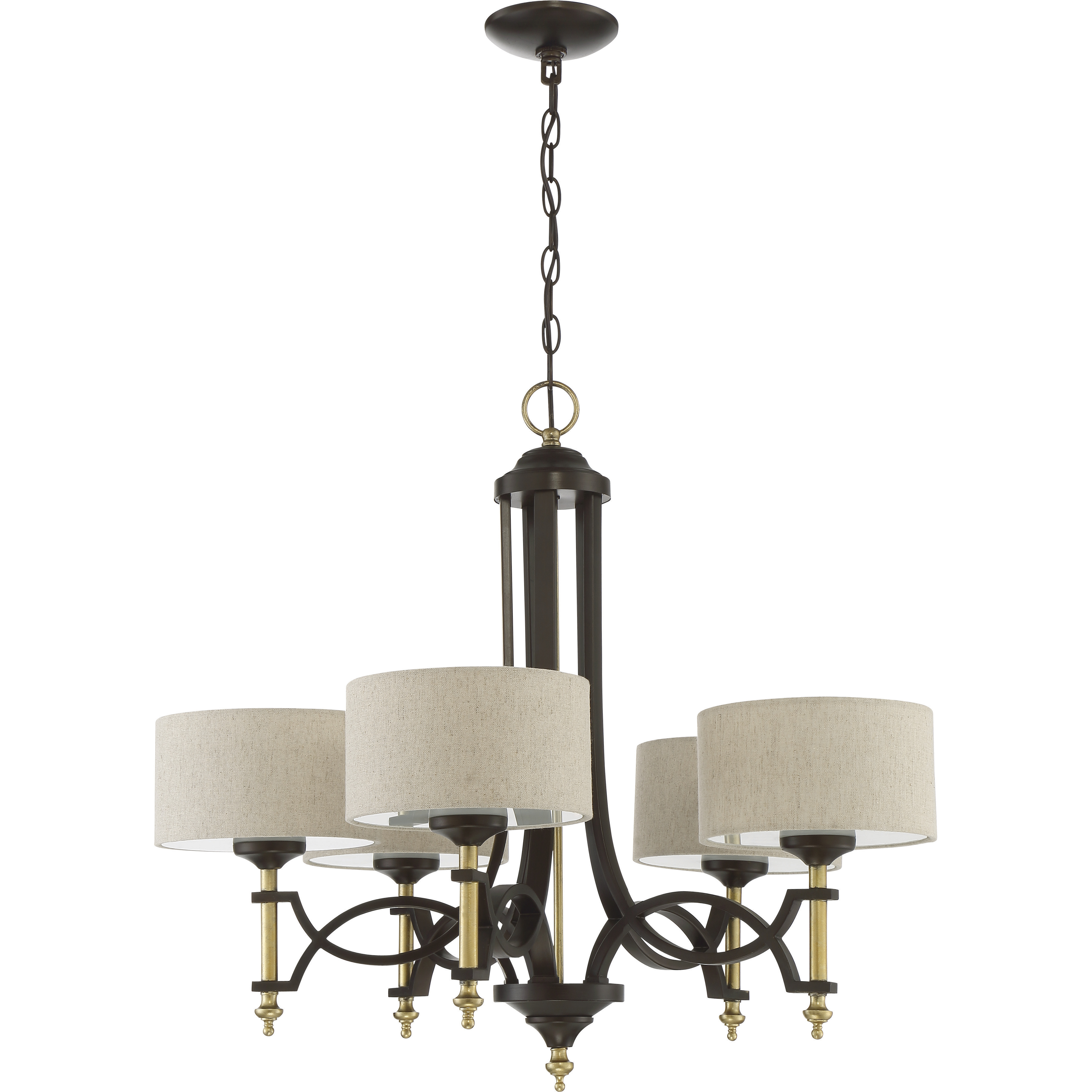 Colonial 5 Light 29 inch Antique Gold/Bronze Chandelier Ceiling Light