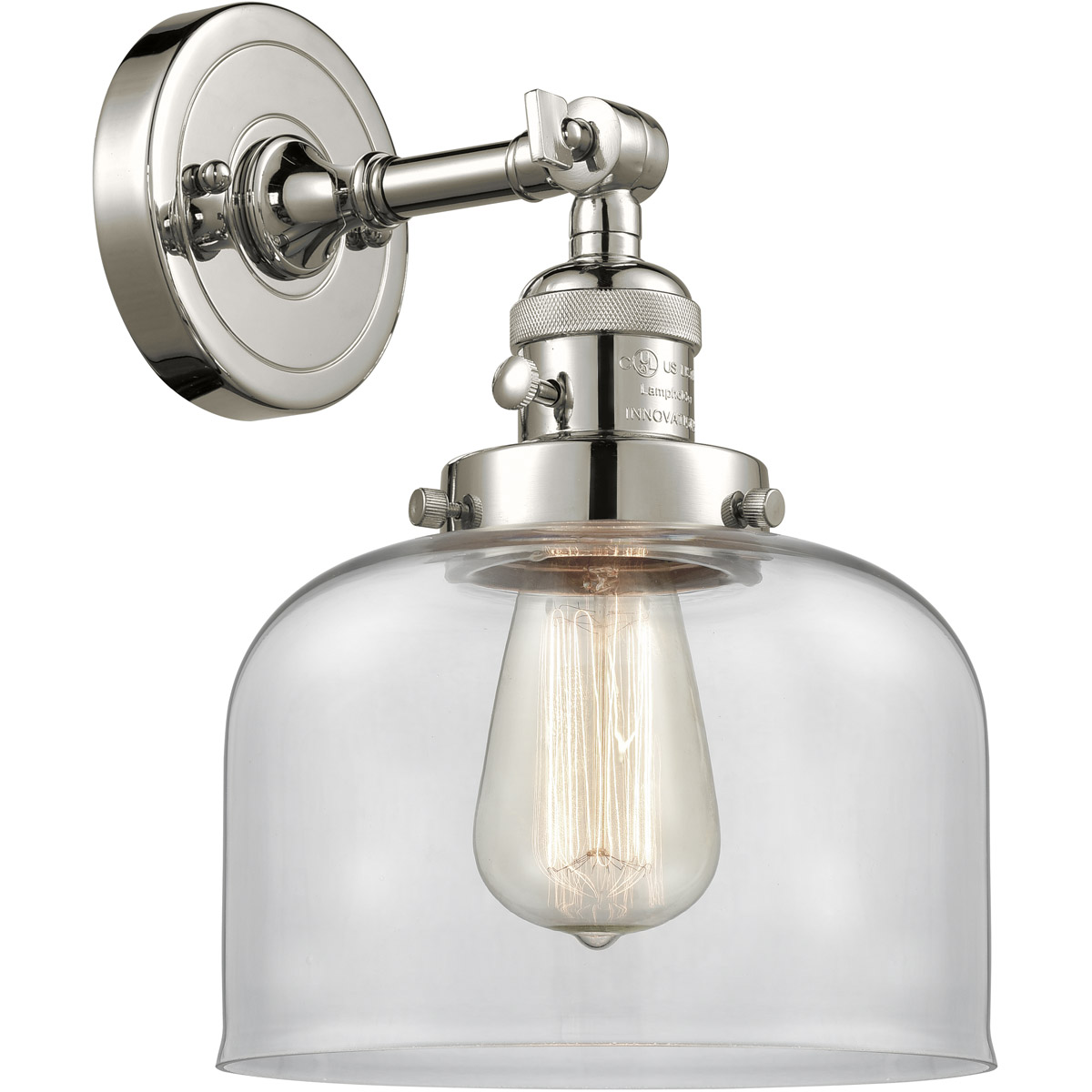 Franklin Restoration Large Bell LED 8 inch Polished Nickel Sconce Wall Light, Franklin Restoration