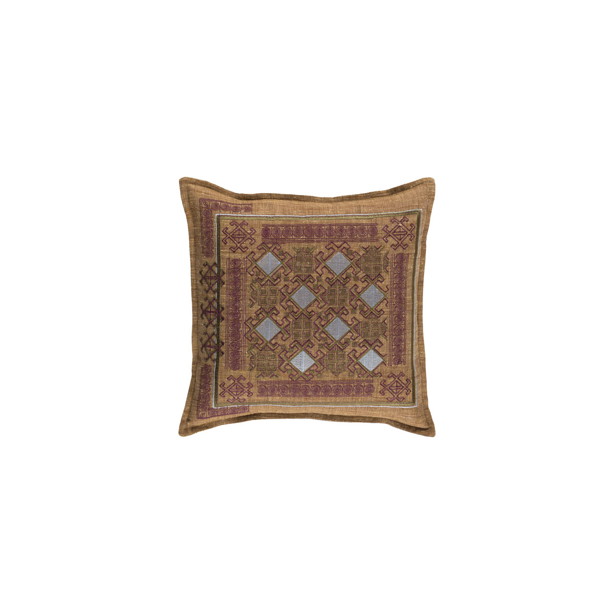 Litavka 20 X 20 inch Camel and Burgundy Throw Pillow