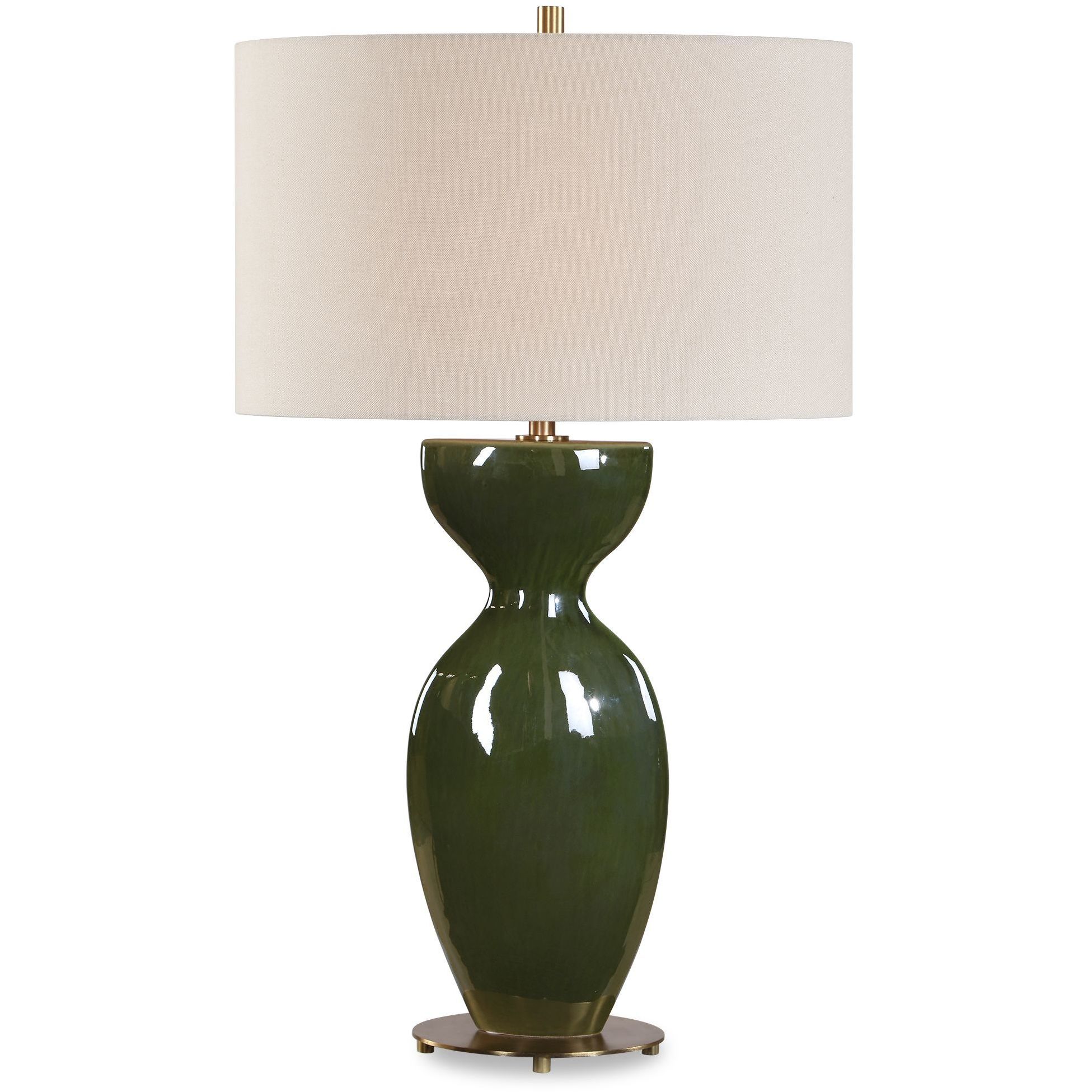 Curhan 29 inch 150 watt Moss Green and Antique Brass Table Lamp Portable Light