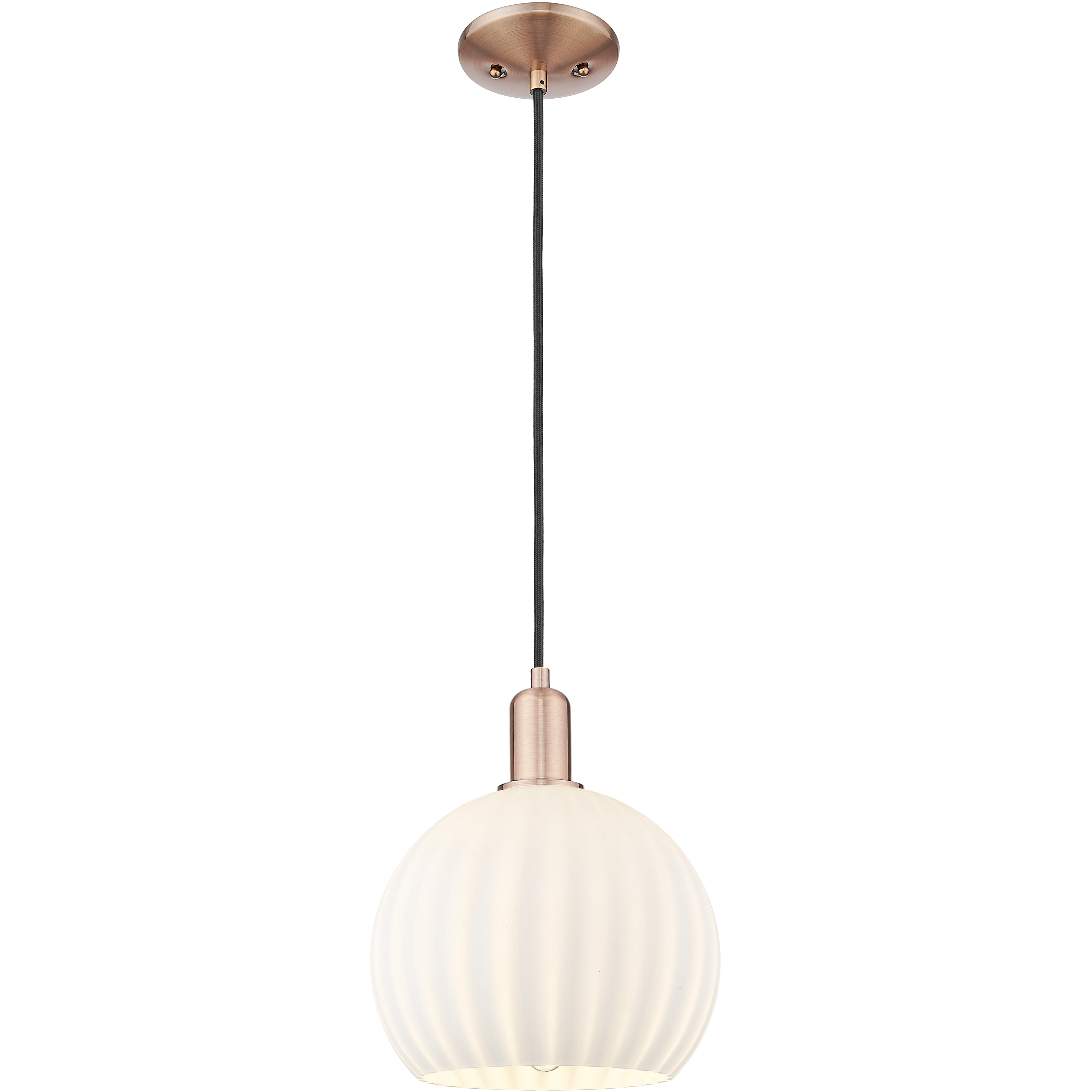 Arcadia White Venetian 1 Light 10 inch Antique Copper Mini Pendant Ceiling Light