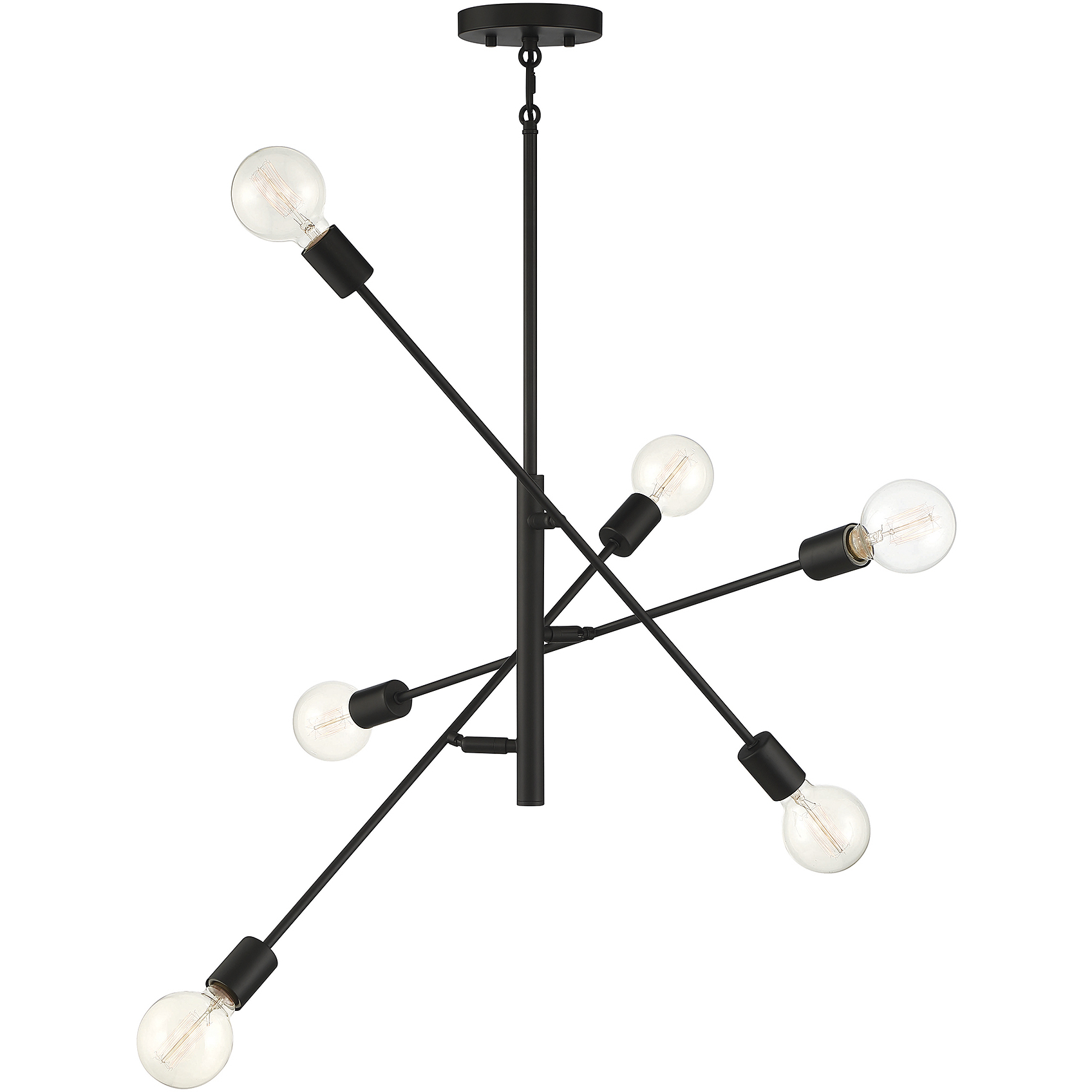 Contemporary 6 Light 26 inch Matte Black Chandelier Ceiling Light