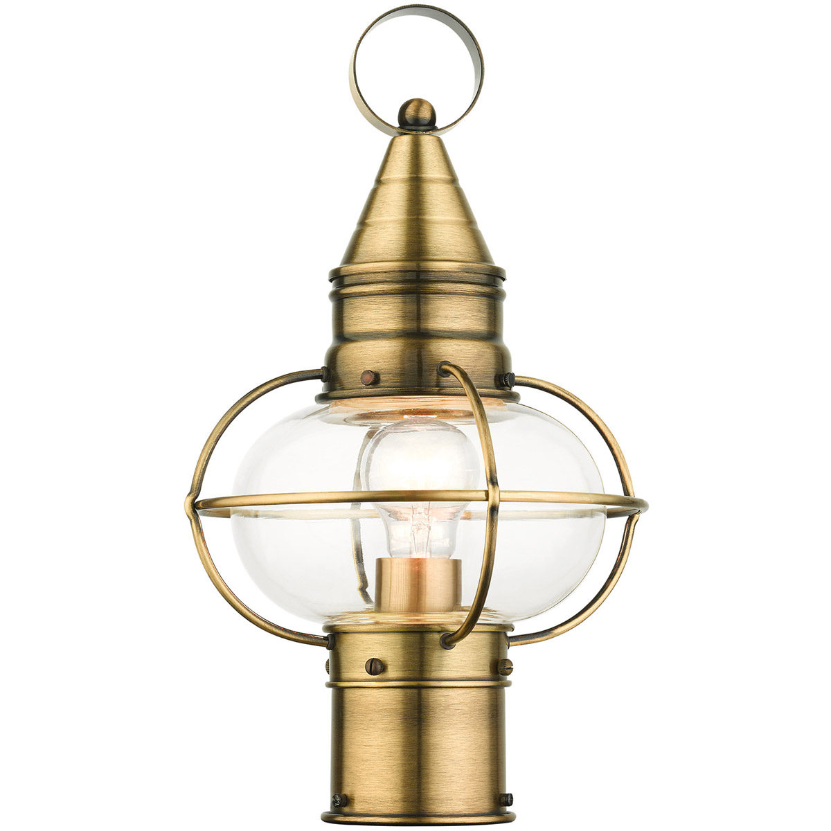 Newburyport 1 Light 15 inch Antique Brass Outdoor Post Top Lantern