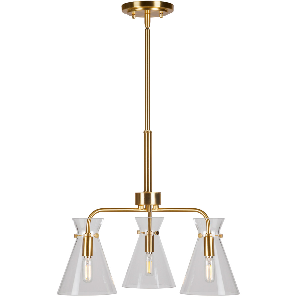 Beaker 3 Light 18 inch Soft Gold Chandelier Ceiling Light