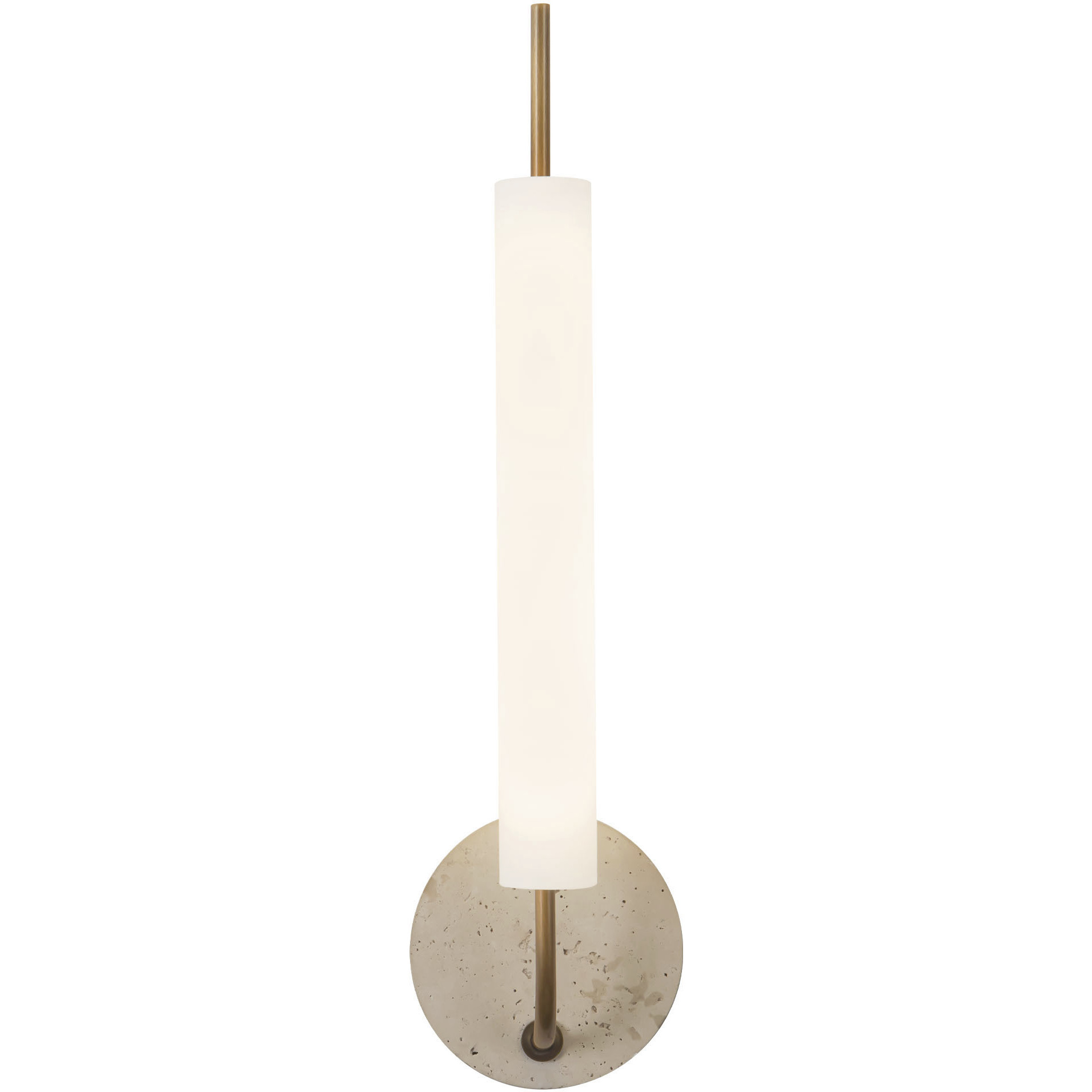 Wick 5.13 inch Vintage Brass Wall Sconce Wall Light in Vintage Brass and Travertine