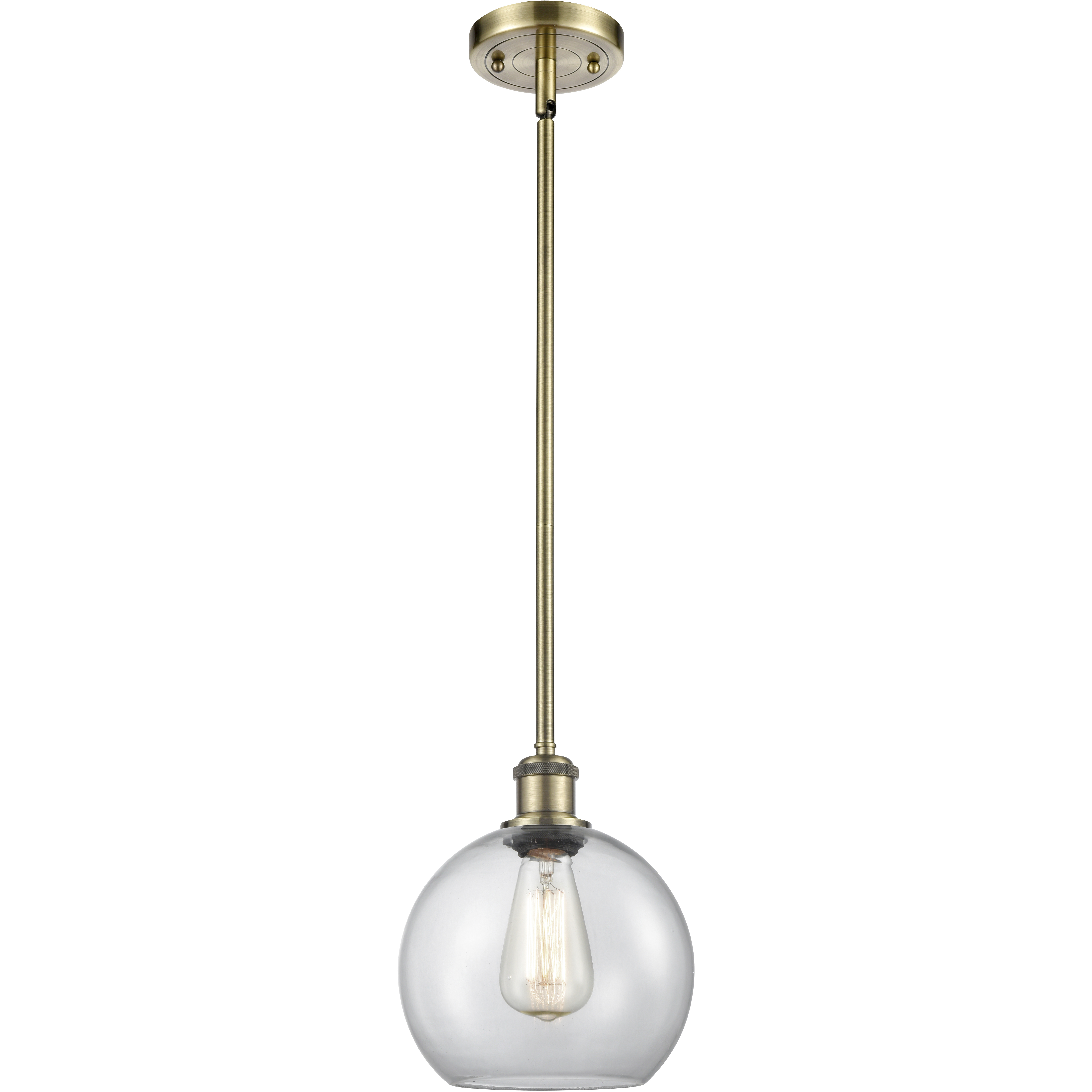 Ballston Athens 1 Light 8 inch Antique Brass Pendant Ceiling Light, Ballston