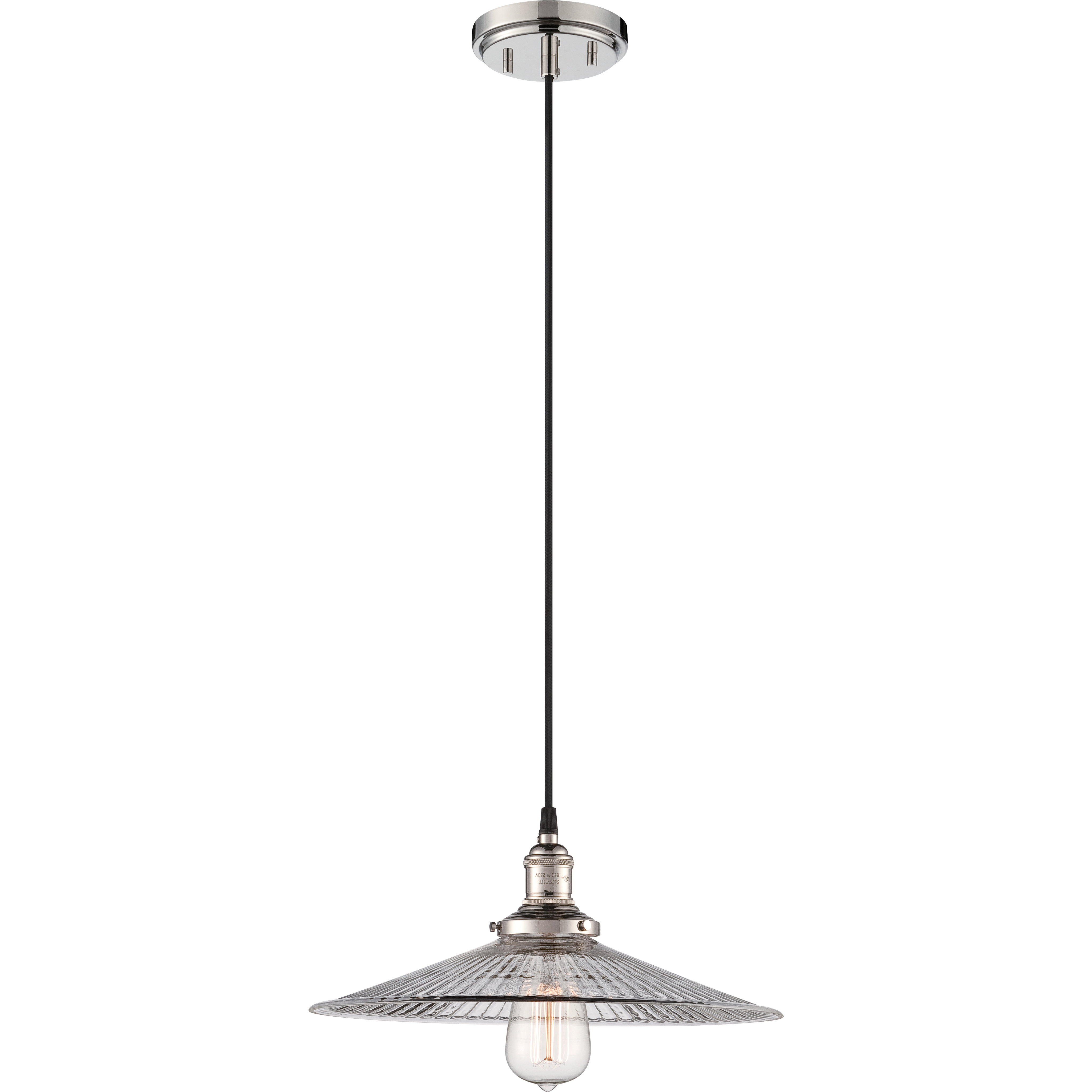 Vintage 1 Light 14 inch Polished Nickel Pendant Ceiling Light