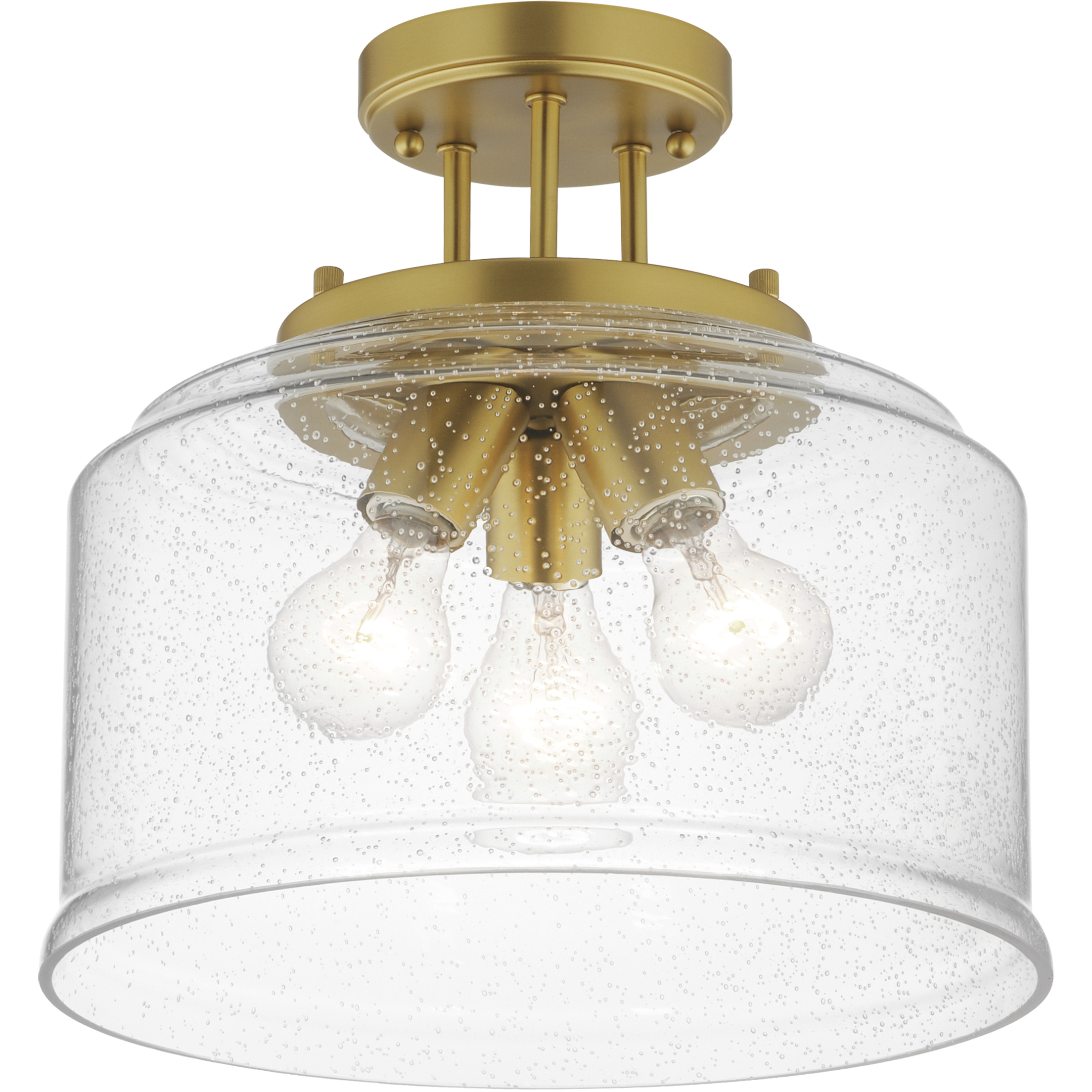 Acadia 3 Light 12.75 inch Natural Aged Brass Semi-Flush Mount Ceiling Light