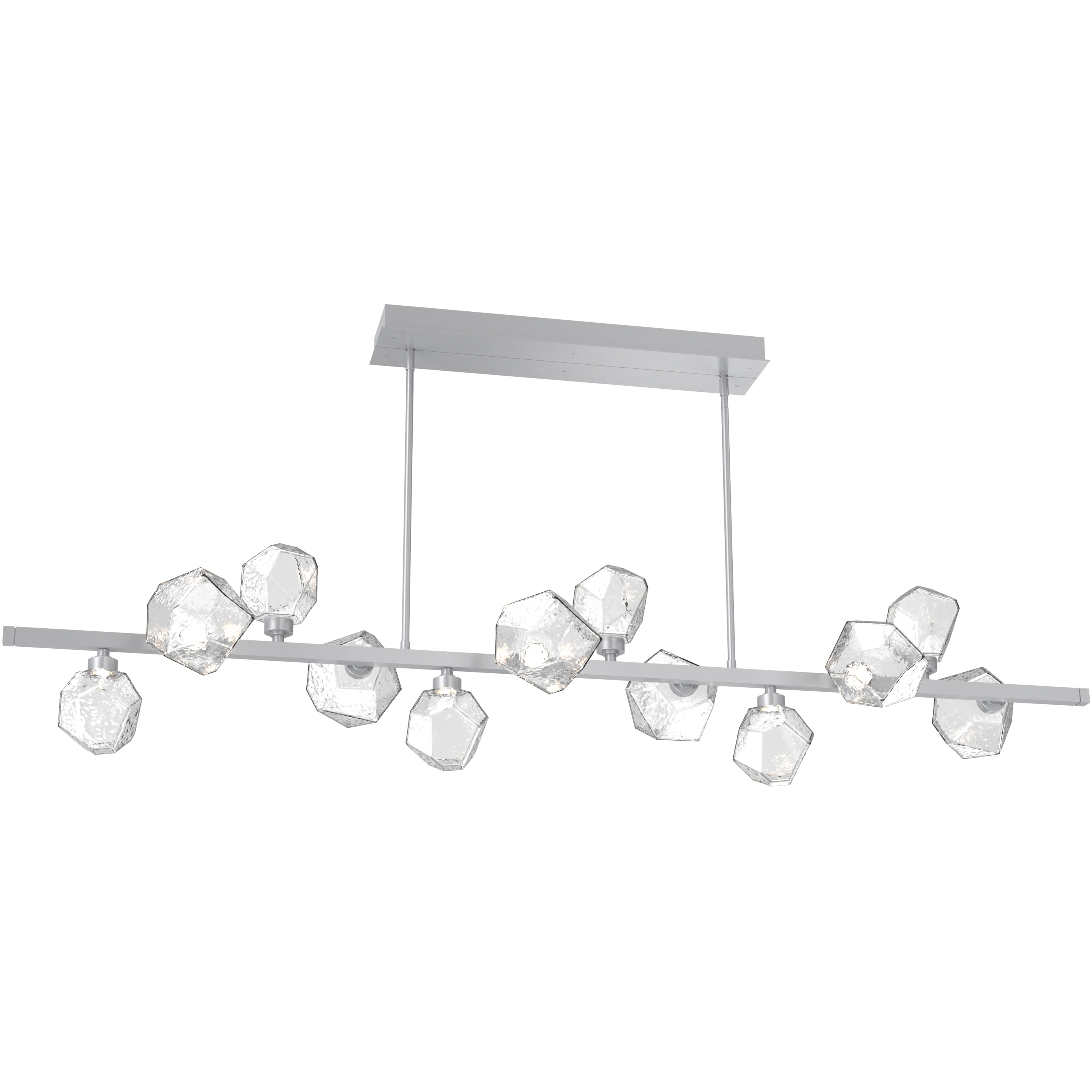 Gem LED 72 inch Classic Silver Chandelier Ceiling Light in Clear, 2700K LED, Twisted Branch