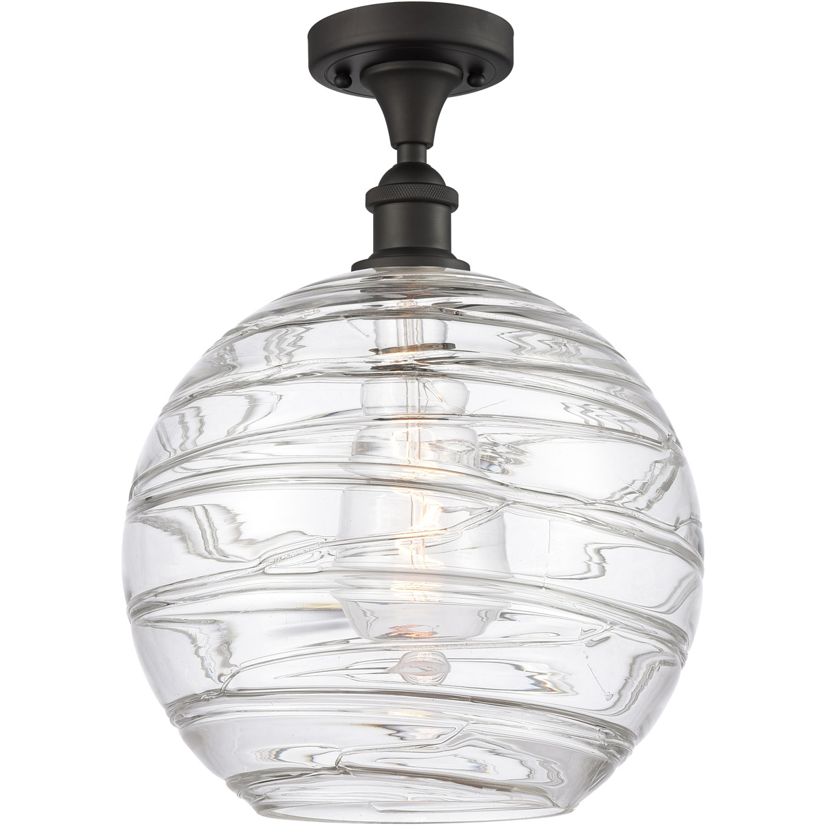 Ballston Large Deco Swirl 1 Light 10 inch Oil Rubbed Bronze Semi-Flush Mount Ceiling Light, Ballston