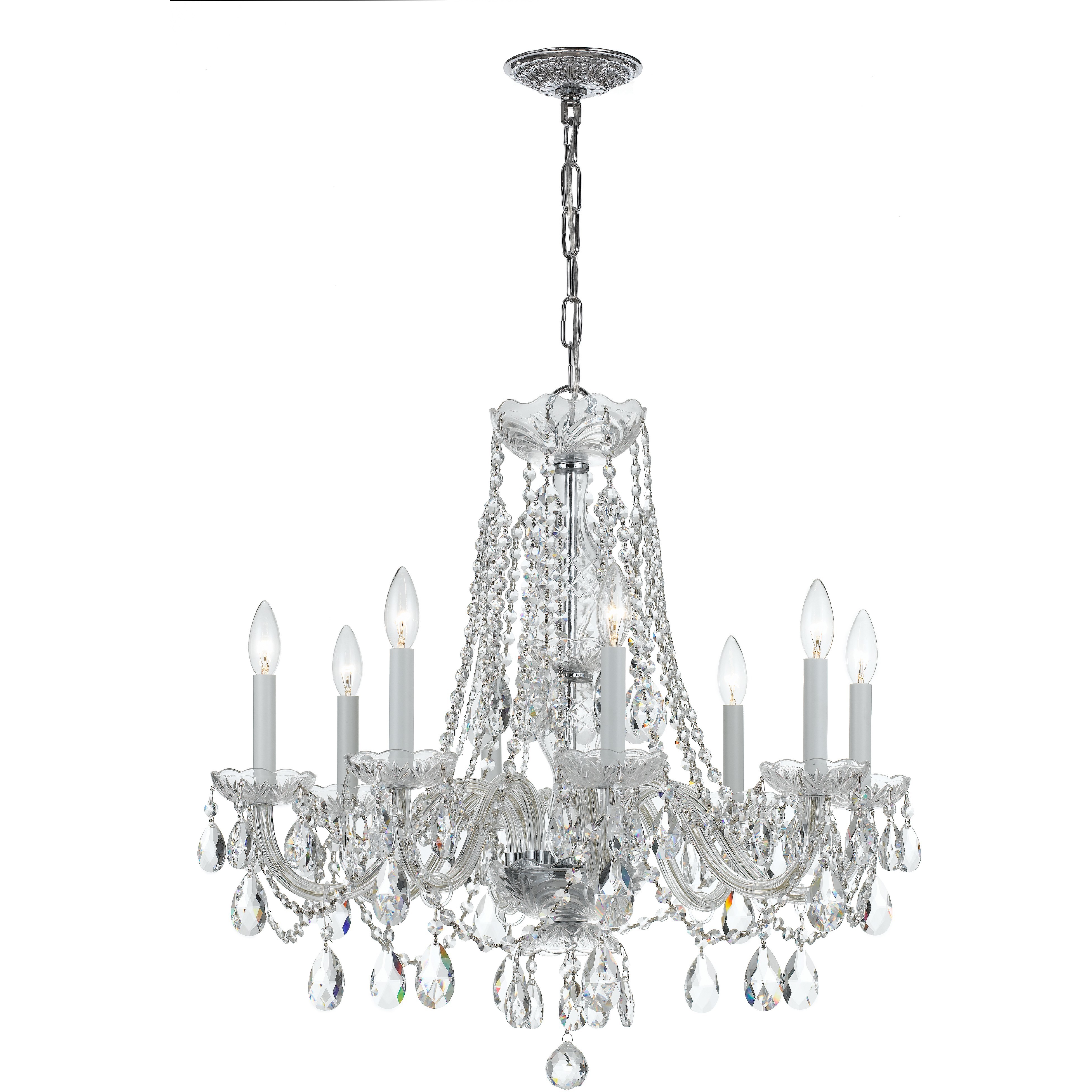 Traditional Crystal 8 Light 26 inch Polished Chrome Chandelier Ceiling Light in Clear Hand Cut