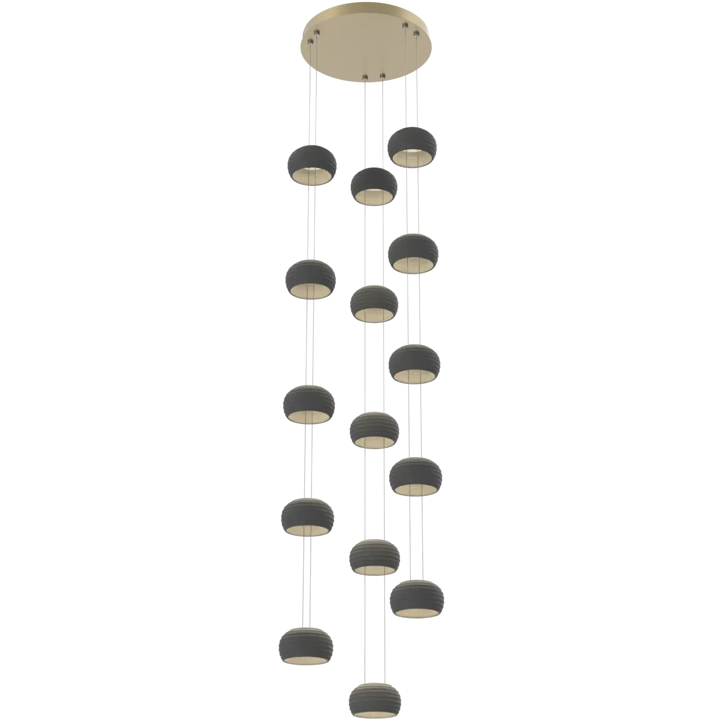 Torno LED 20 inch Gilded Brass with Charcoal Stack Multi-Pendant Ceiling Light