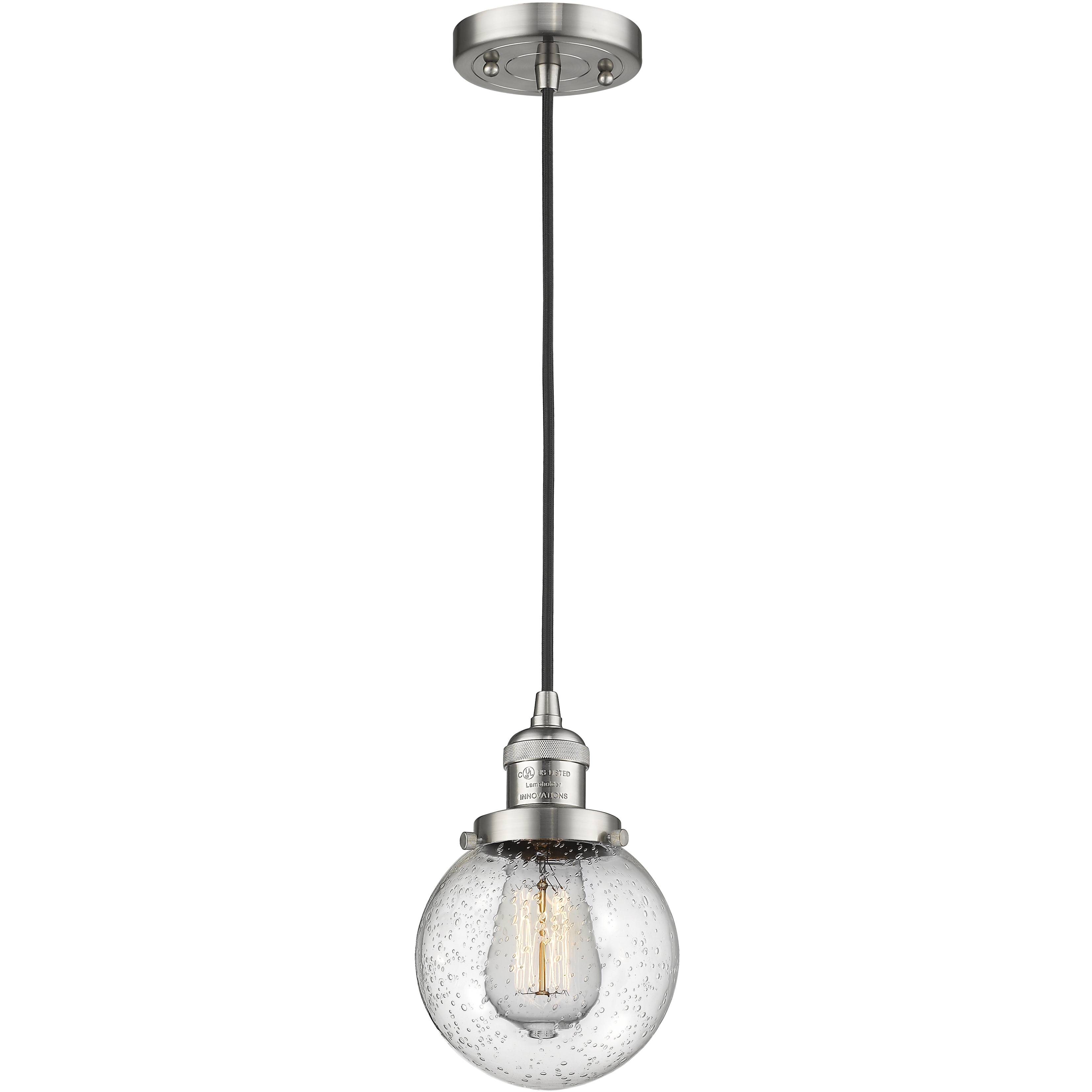 Franklin Restoration Beacon LED 6 inch Brushed Satin Nickel Mini Pendant Ceiling Light in Seedy, Franklin Restoration