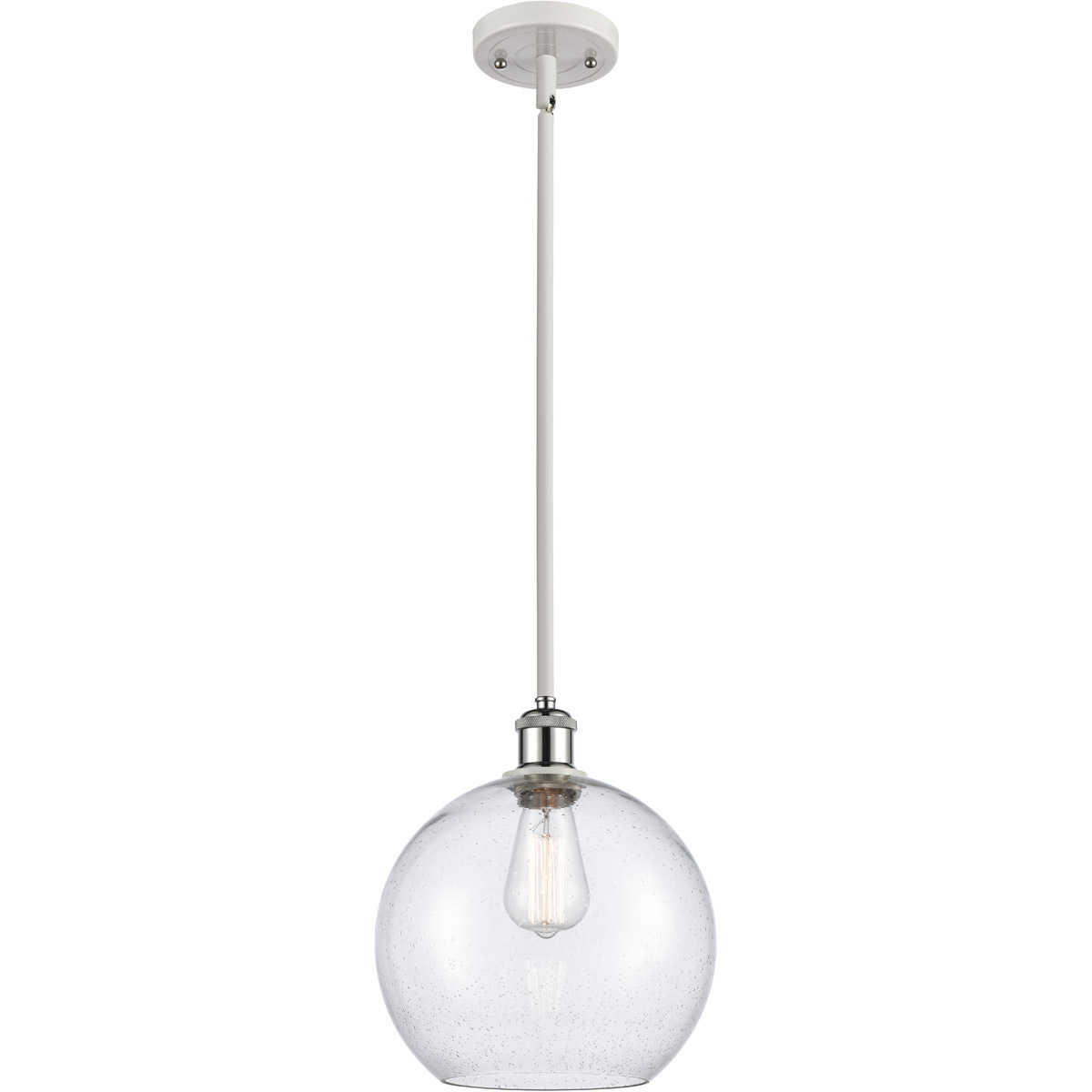 Ballston Large Athens 1 Light 10 inch White and Polished Chrome Pendant Ceiling Light in Seedy Glass, Ballston