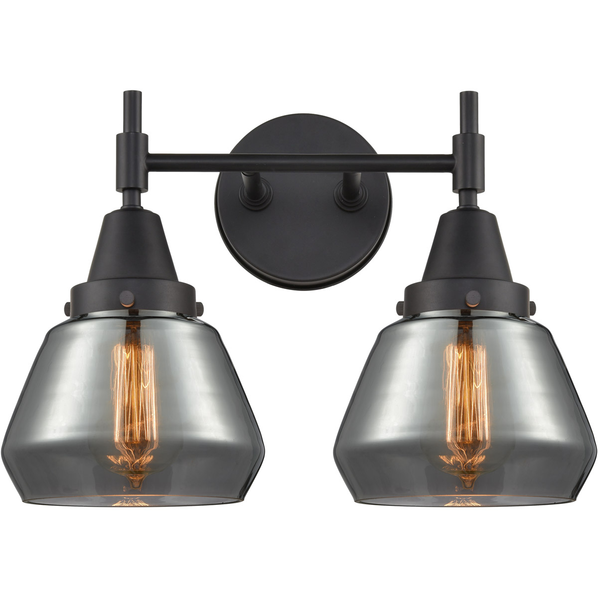 Caden 2 Light 15.75 inch Matte Black Bath Vanity Light Wall Light in Light Smoke Glass