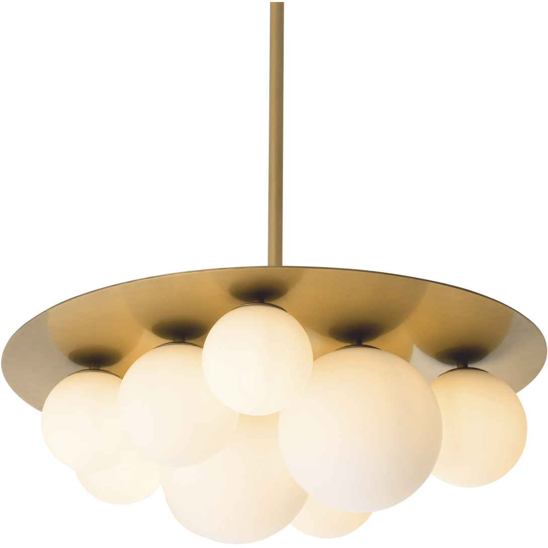 Orsini 10 Light 27.56 inch Antique Brass and White Glass Chandelier Ceiling Light