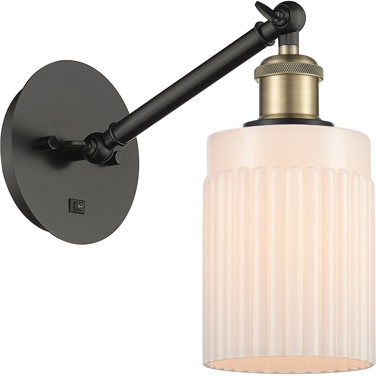 Ballston Hadley 1 Light 5.3 inch Black Antique Brass Sconce Wall Light in Matte White Glass