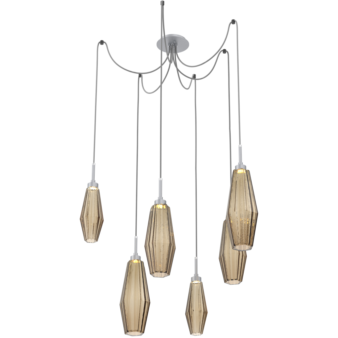 Aalto LED Classic Silver Swag Multi-Pendant Ceiling Light in Bronze, 2700K LED