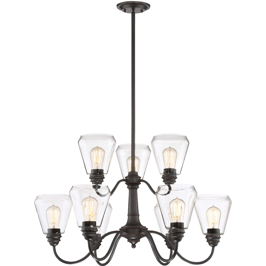 Foundry 9 Light 31 inch Satin Bronze Chandelier Ceiling Light