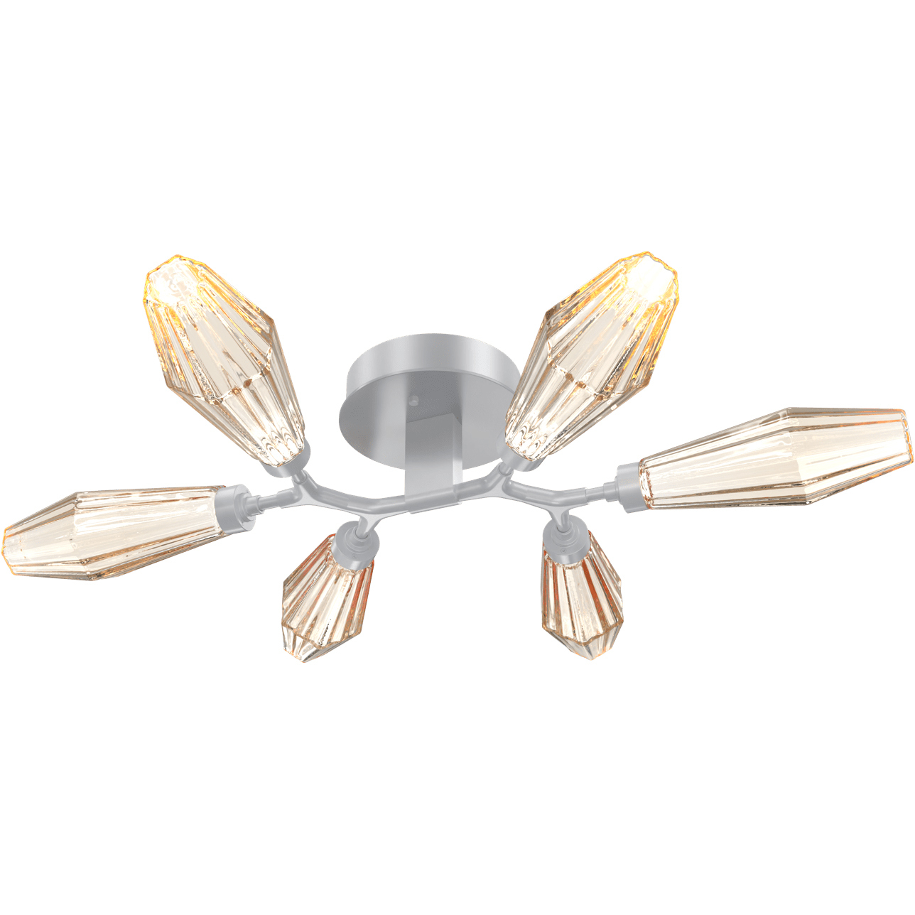 Aalto LED 34.9 inch Classic Silver Flush Mount Ceiling Light in Optic Rib Amber, 2700K LED