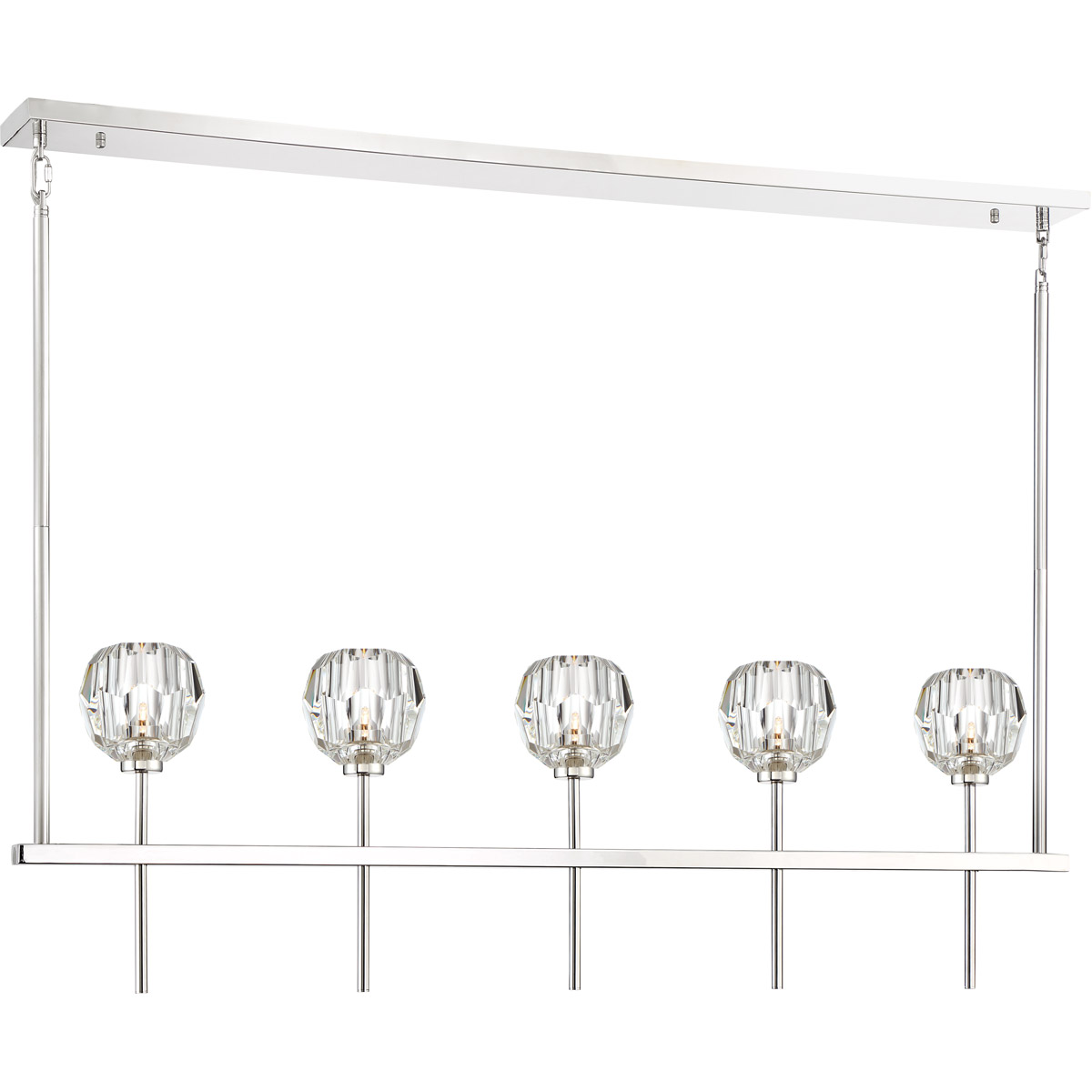 Parisian 5 Light 5.38 inch Polished Nickel with Crystal Chandelier Ceiling Light