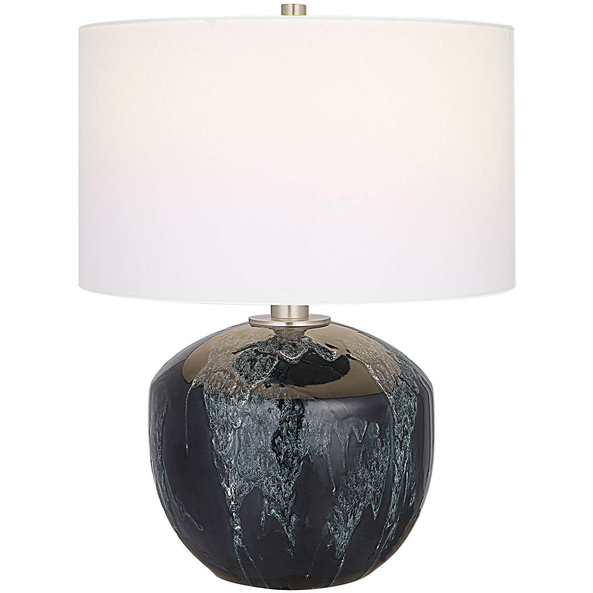Highlands 22 inch 150.00 watt Emerald Green Glaze and Brushed Nickel Table Lamp Portable Light
