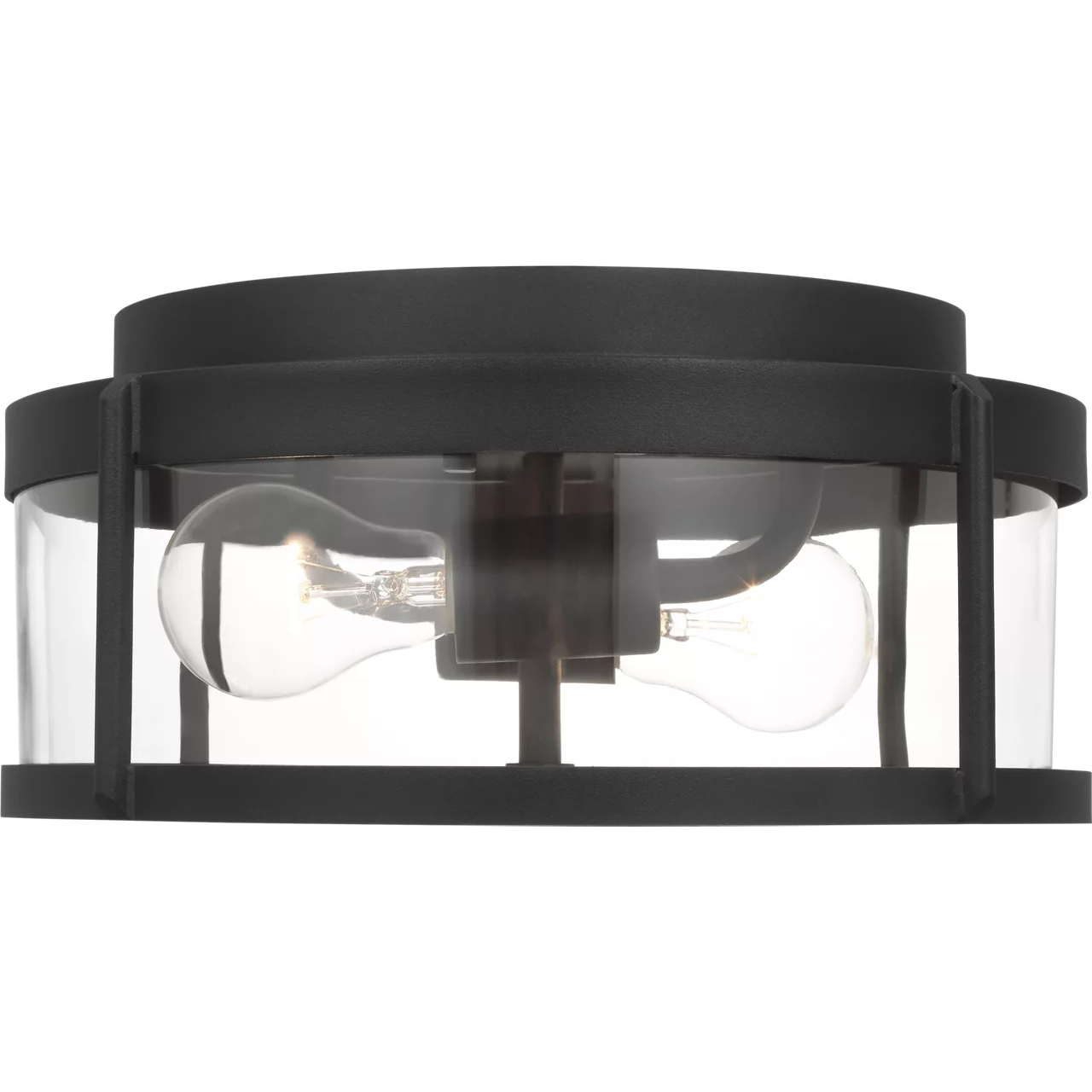Luning 2 Light 13 inch Textured Black Outdoor Flush Mount in Clear Glass, Medium