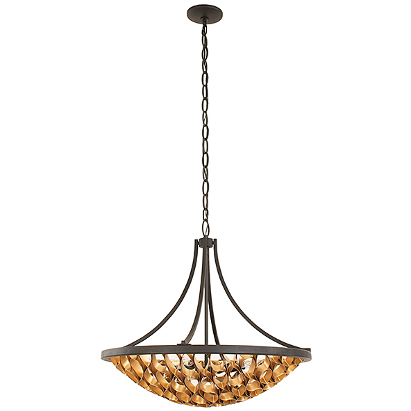 Ventura 6 Light 28 inch Matte Black and Gold Pendant Ceiling Light