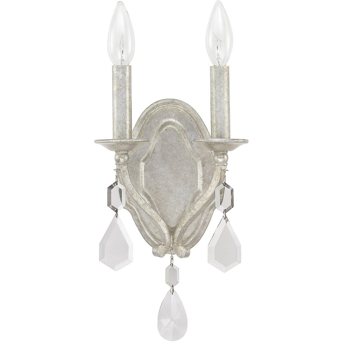 Blakely 2 Light 7 inch Antique Silver Sconce Wall Light in Clear