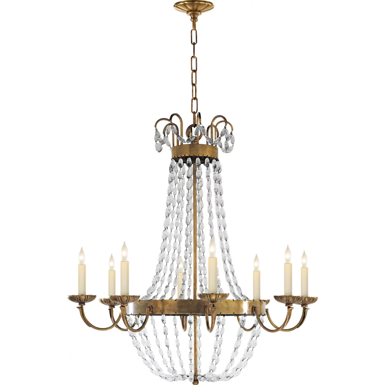 Chapman & Myers Paris Flea Market 8 Light 32 inch Antique-Burnished Brass Chandelier Ceiling Light, Large