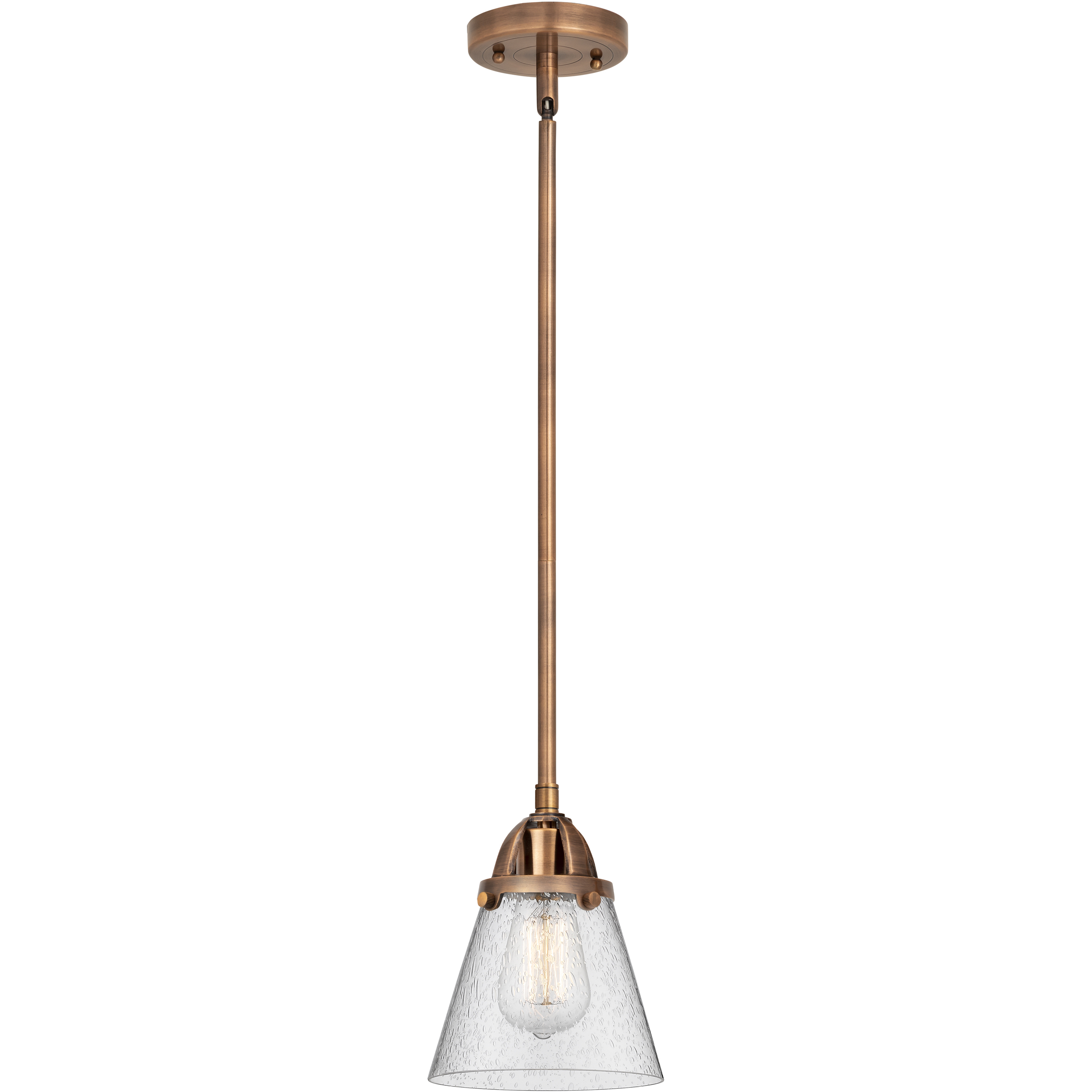 Nouveau 2 Cone 1 Light 6.25 inch Antique Copper Mini Pendant Ceiling Light in Incandescent, Seedy