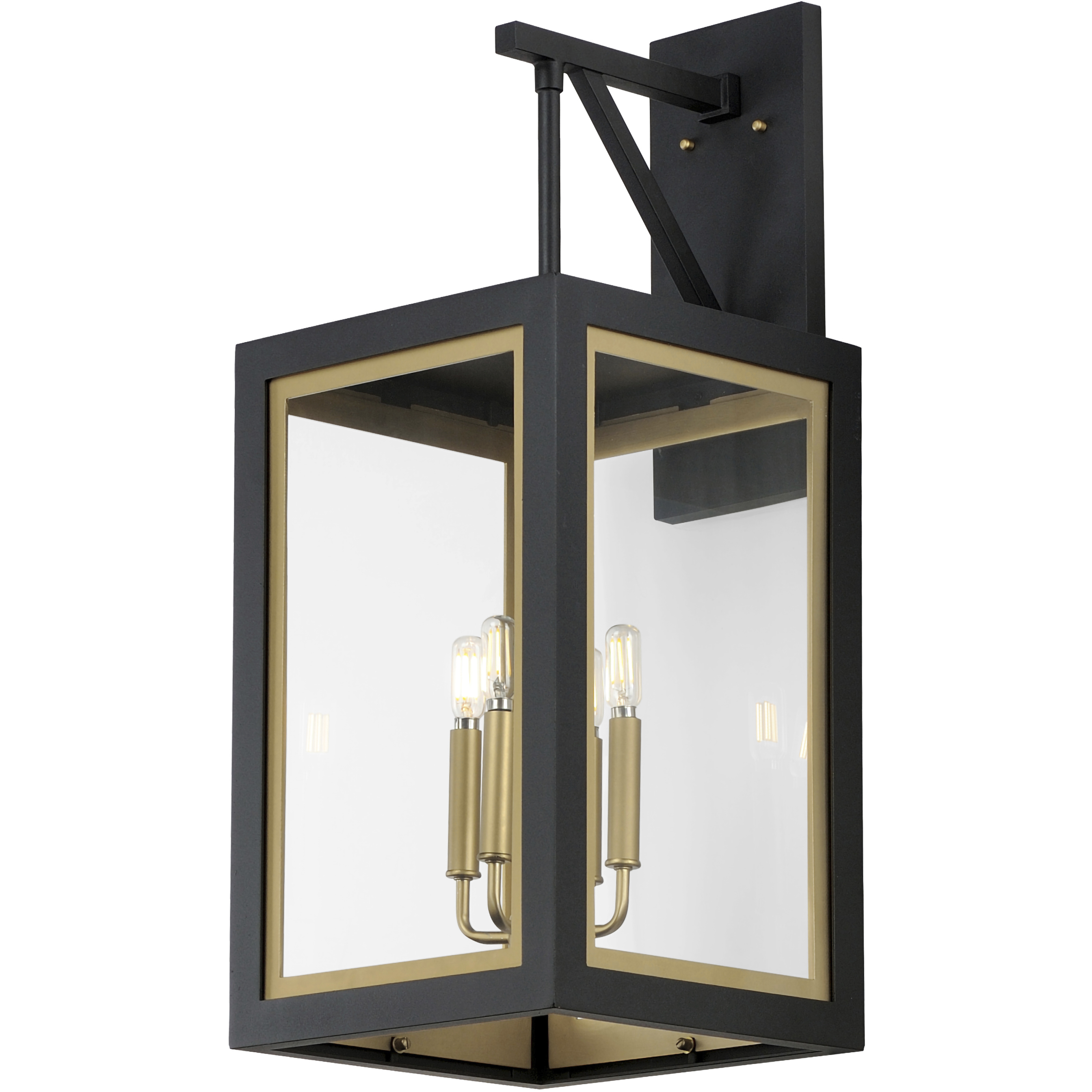 Neoclass 4 Light 29.75 inch Black and Gold Outdoor Wall Mount