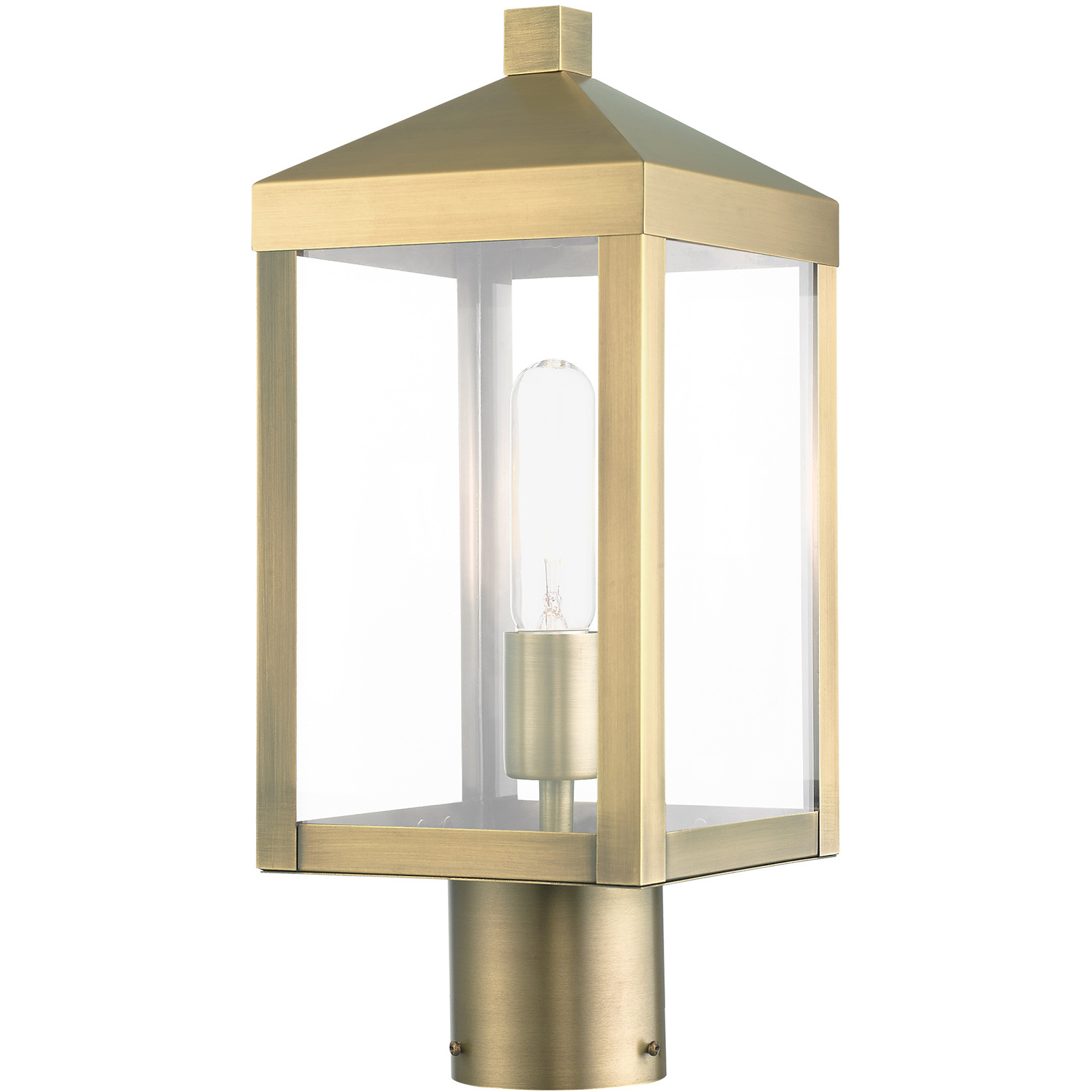 Nyack 1 Light 15.25 inch Antique Brass Outdoor Post Top Lantern