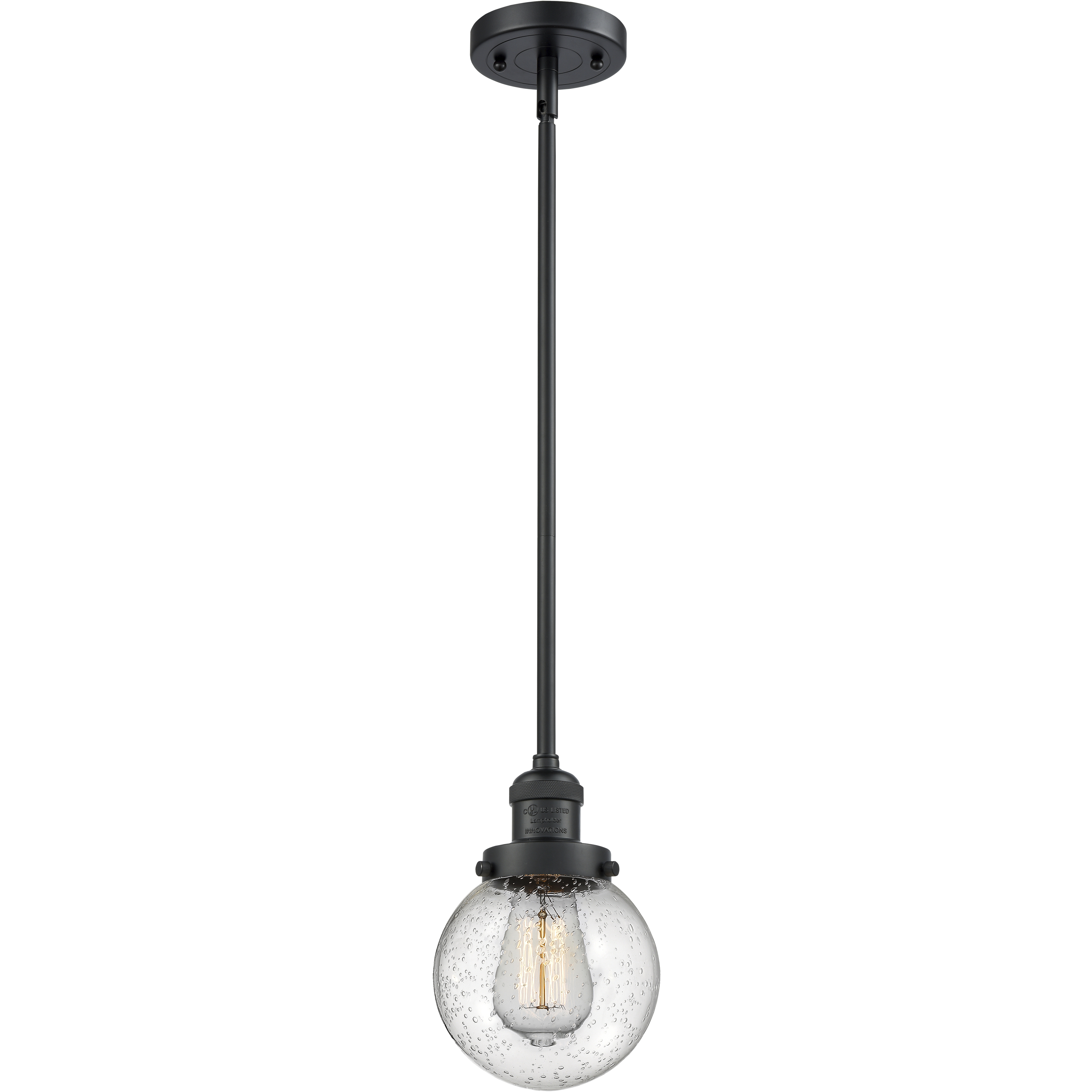 Franklin Restoration Beacon LED 6 inch Matte Black Mini Pendant Ceiling Light in Seedy, Franklin Restoration