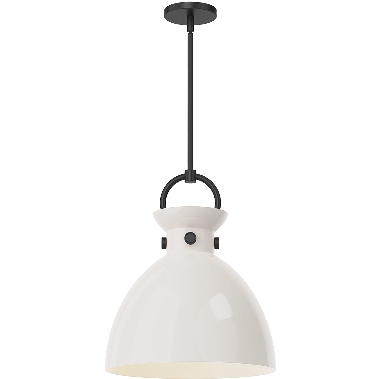 Alora Mood Waldo 1 Light 14 inch Matte Black Pendant Ceiling Light in Glossy Opal Glass