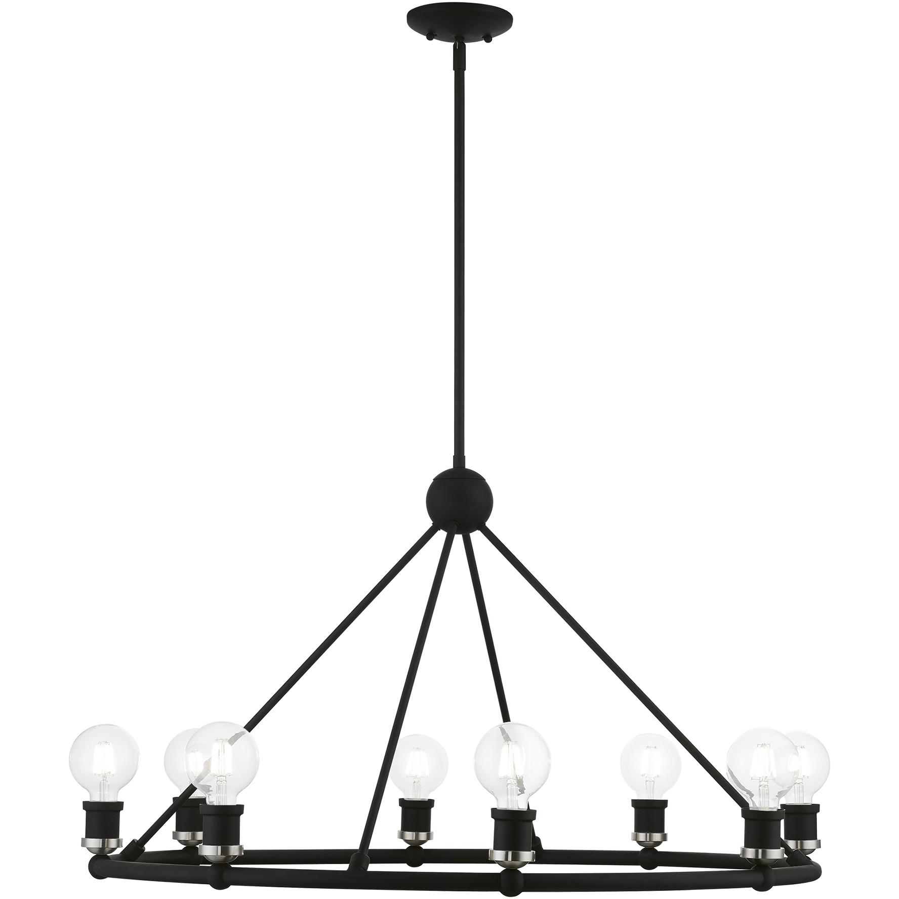 Lansdale 8 Light 34 inch Black with Brushed Nickel Accents Chandelier Ceiling Light