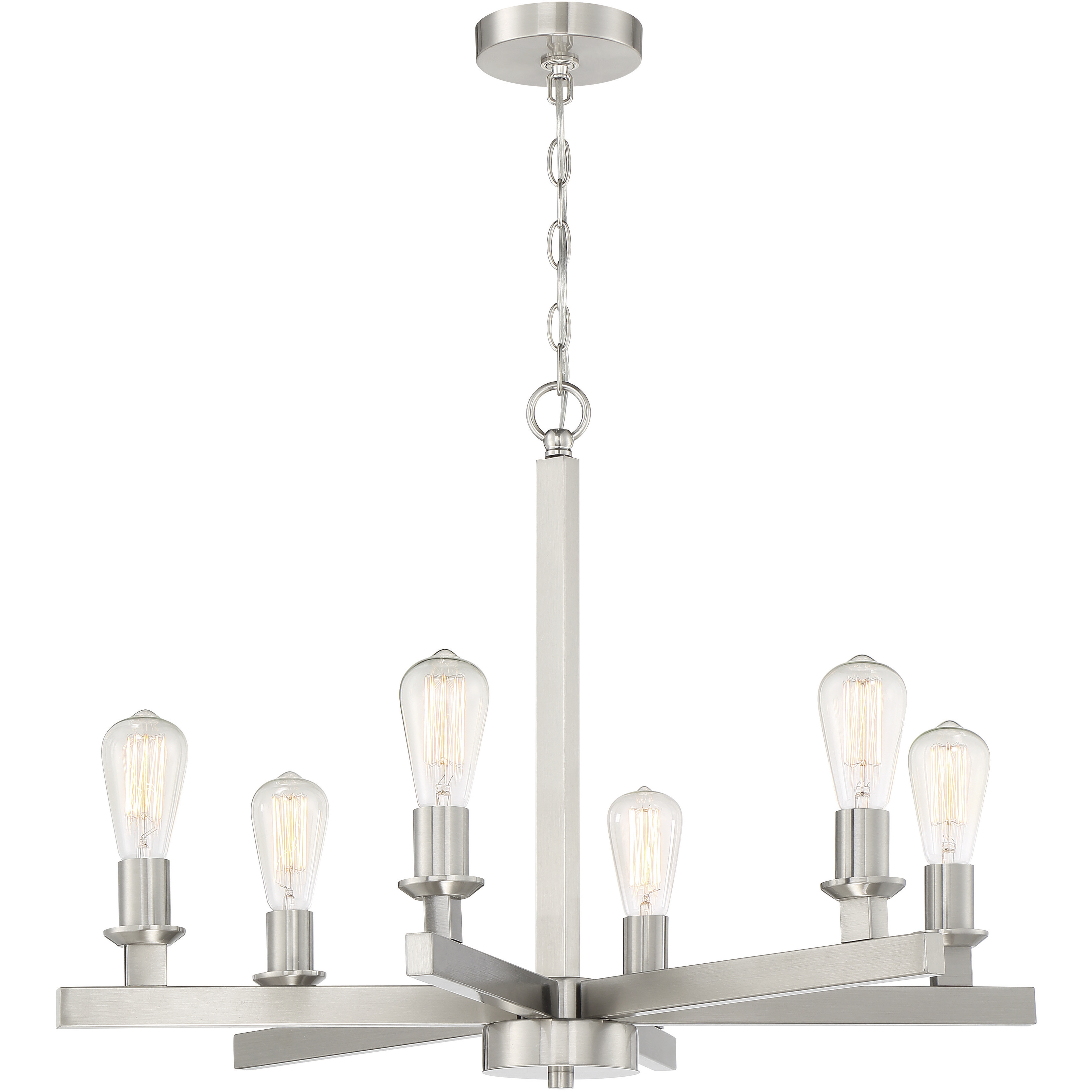 Neighborhood Chicago 6 Light 30 inch Brushed Polished Nickel Chandelier Ceiling Light