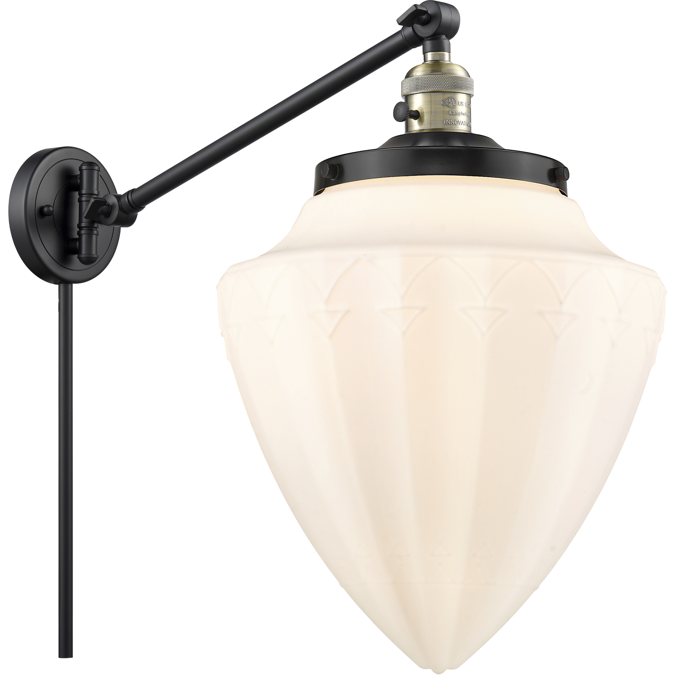 Franklin Restoration Bullet 22 inch 60.00 watt Black Antique Brass Swing Arm Wall Light